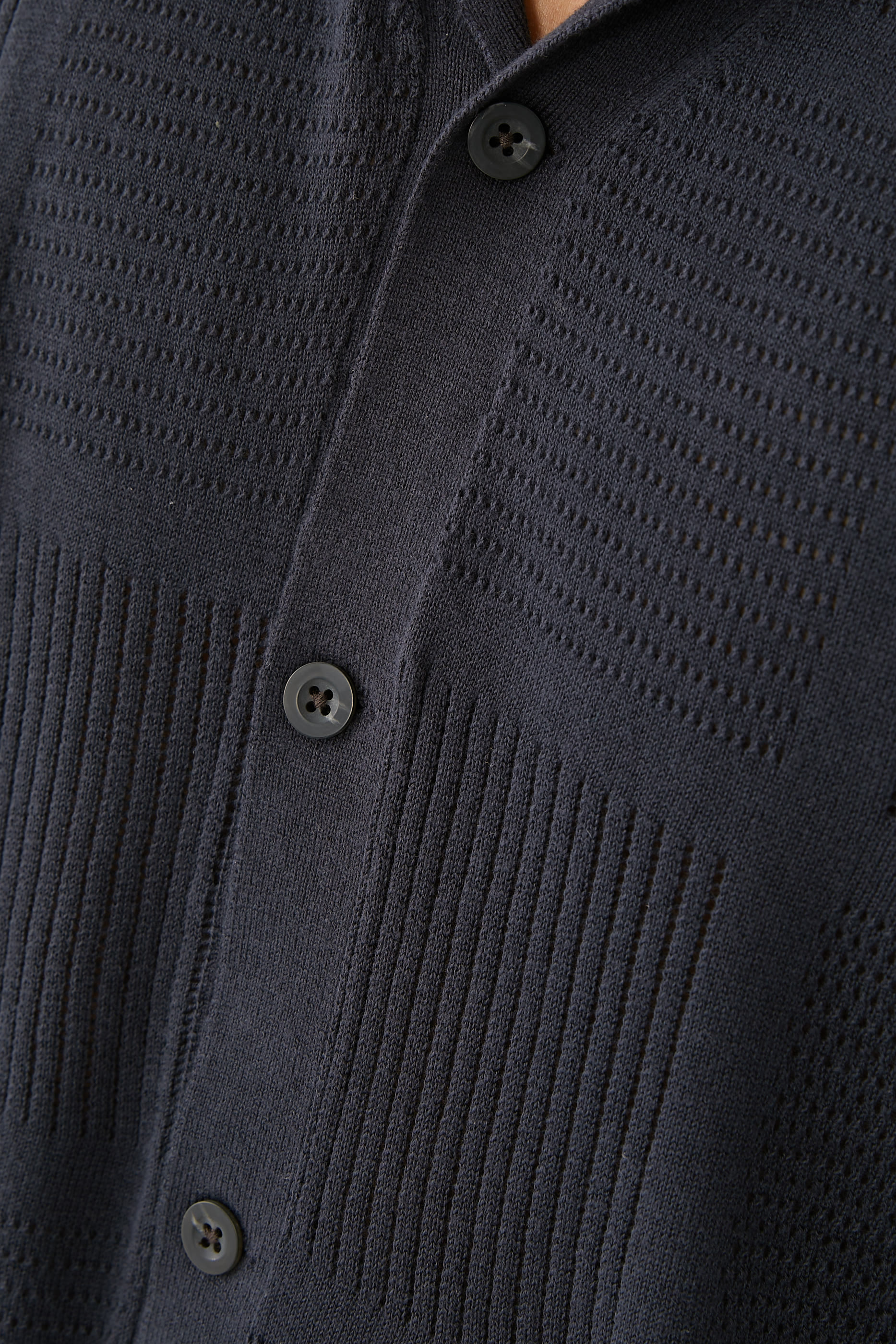 Patchwork Pointelle Short Sleeves Shirt