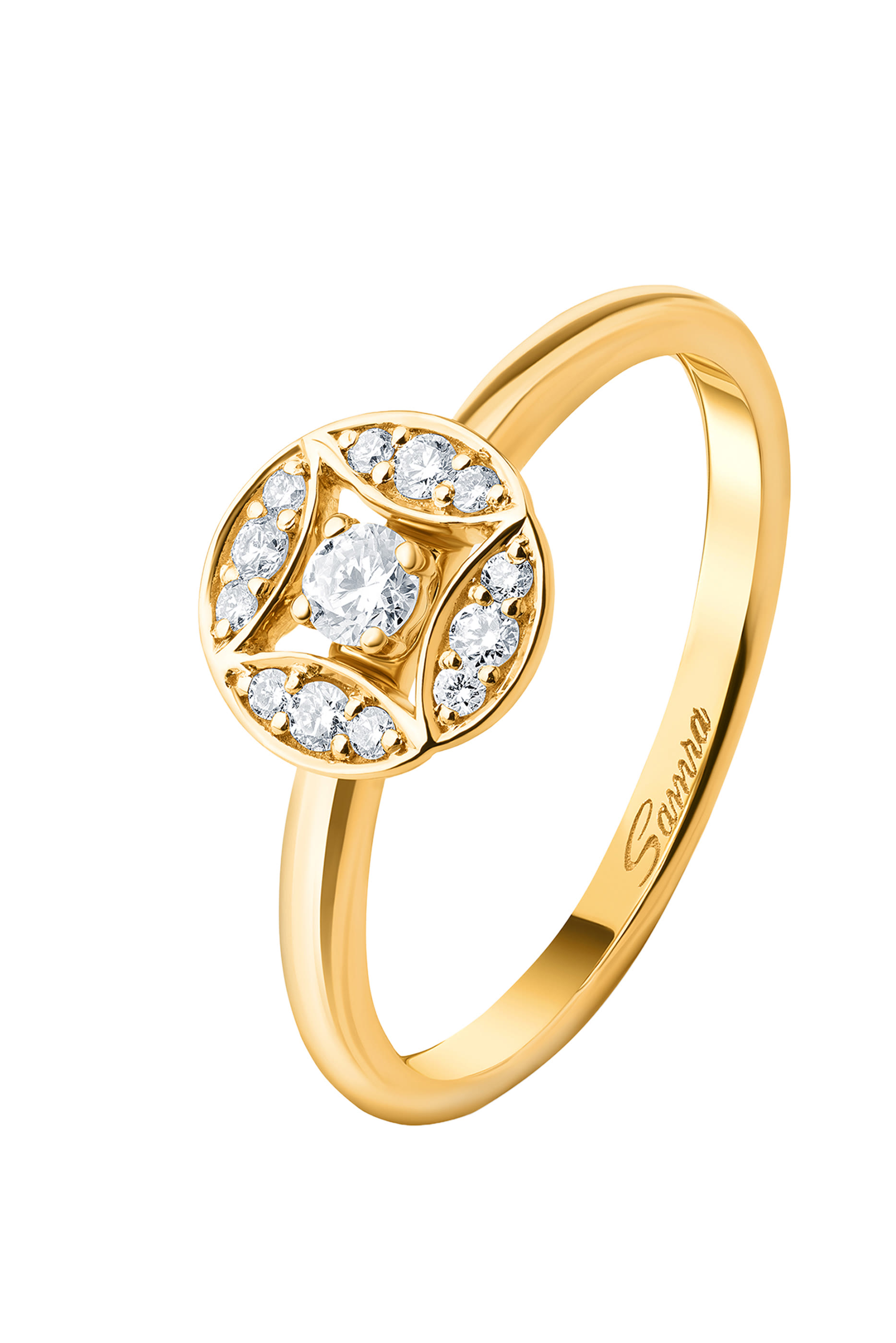 Barq Marquise Circle Ring, 18k Yellow Gold & Diamonds