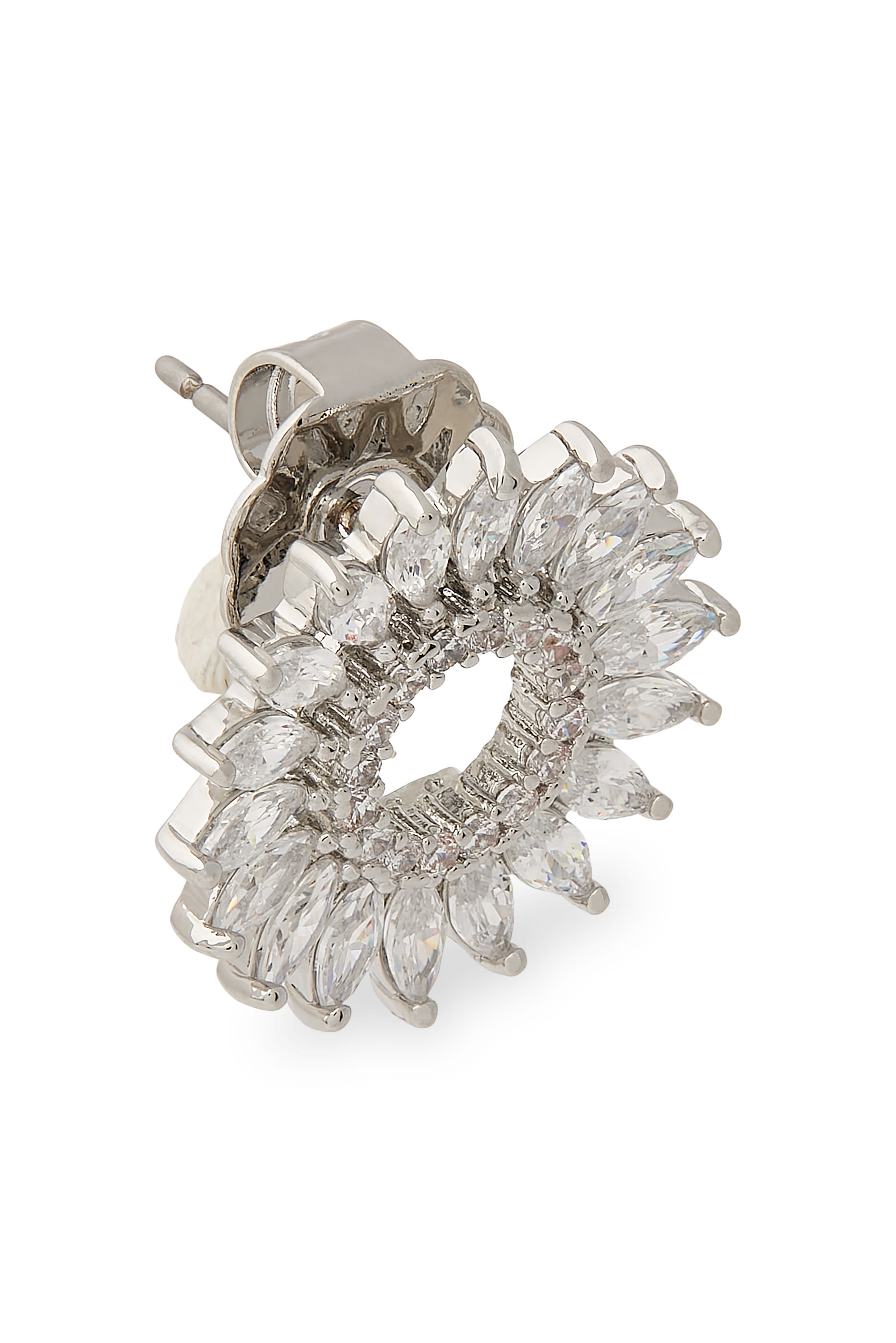 Statement Earrings, Cubic Zirconia & Rodium-Plated Brass