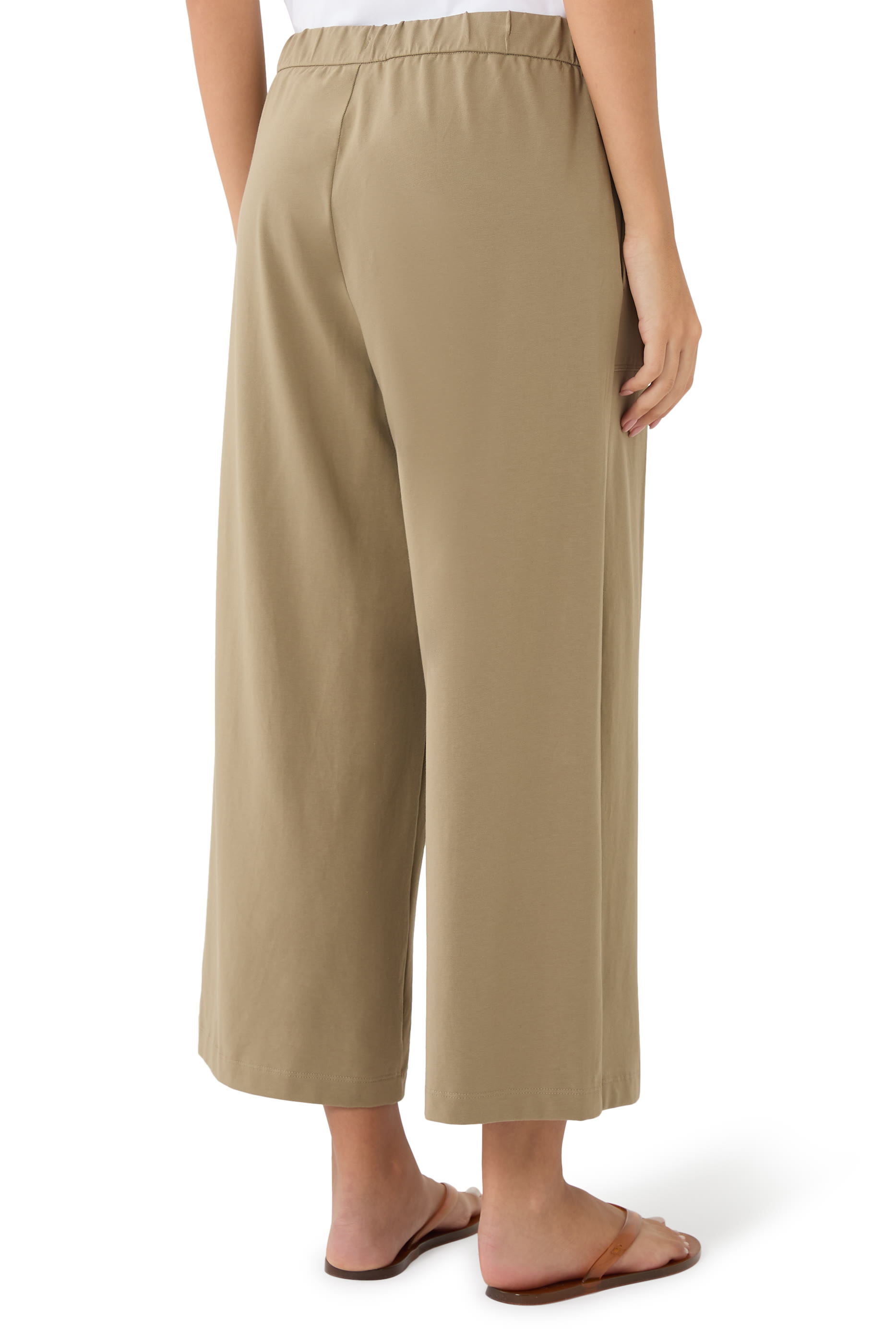 Pima Cotton Stretch Jersey Wide-Leg Pants