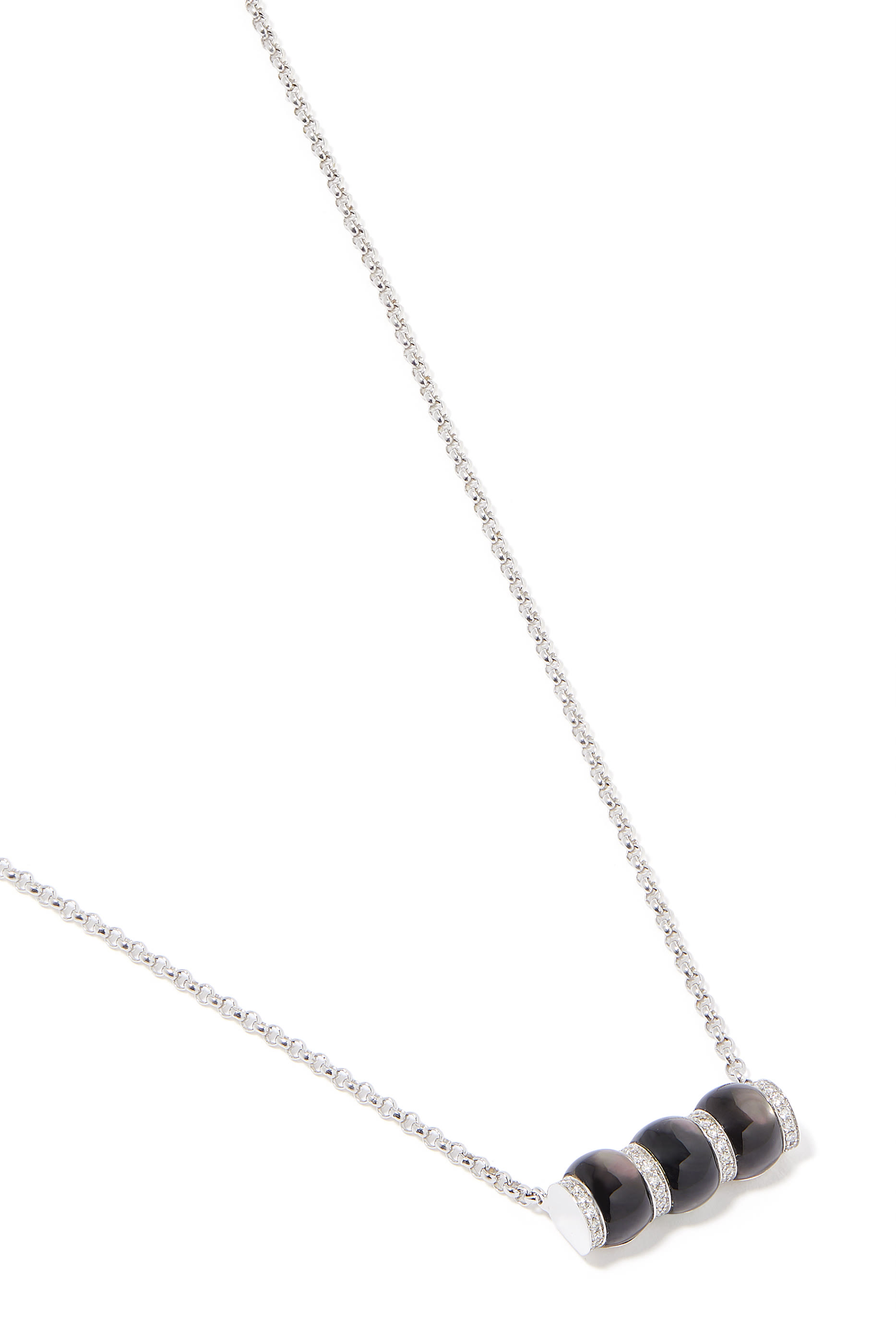Cerith Pendant, 18K White Gold with Black Mother of Pearl & Diamonds