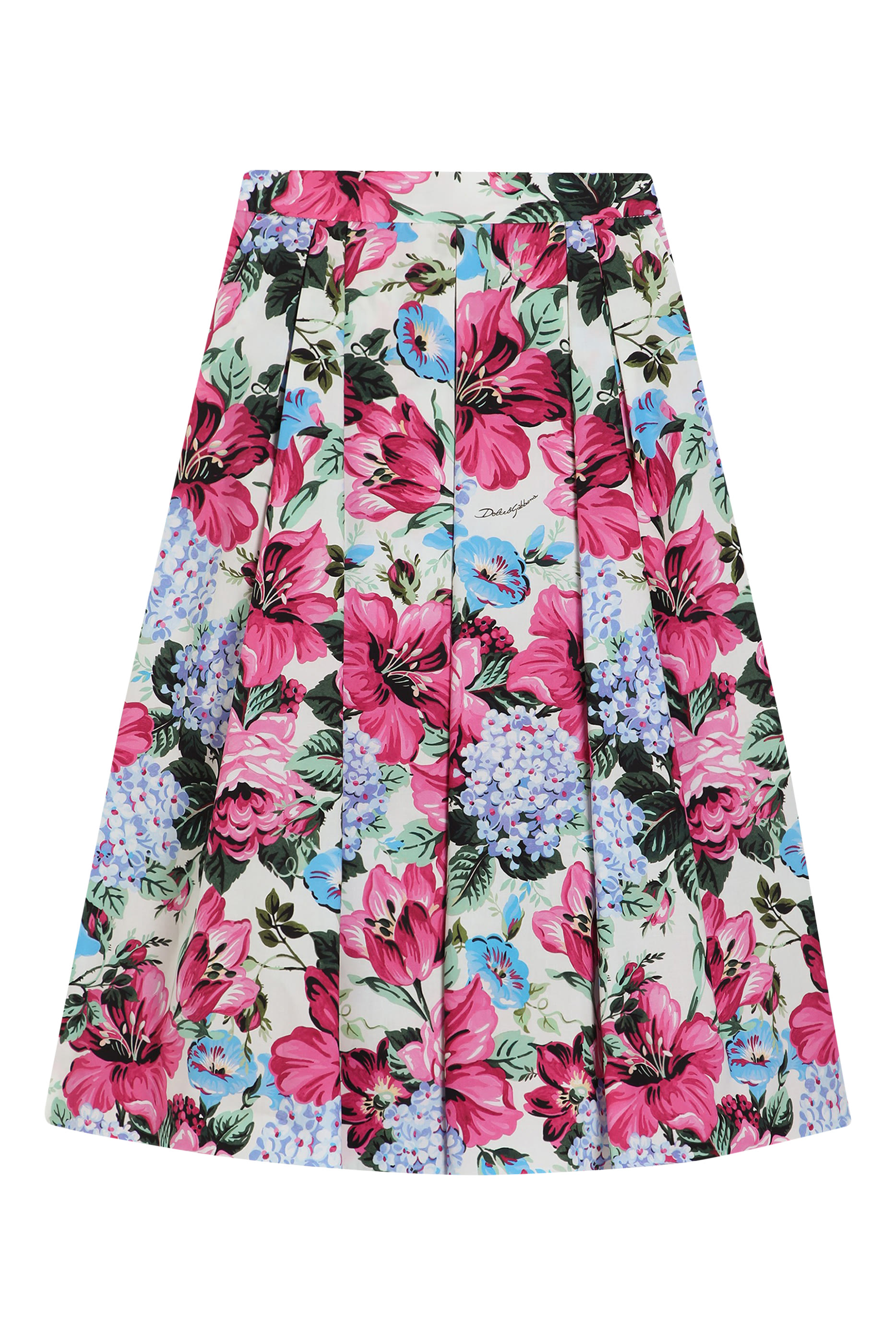 Kids Peony Printed Poplin Circle Skirt