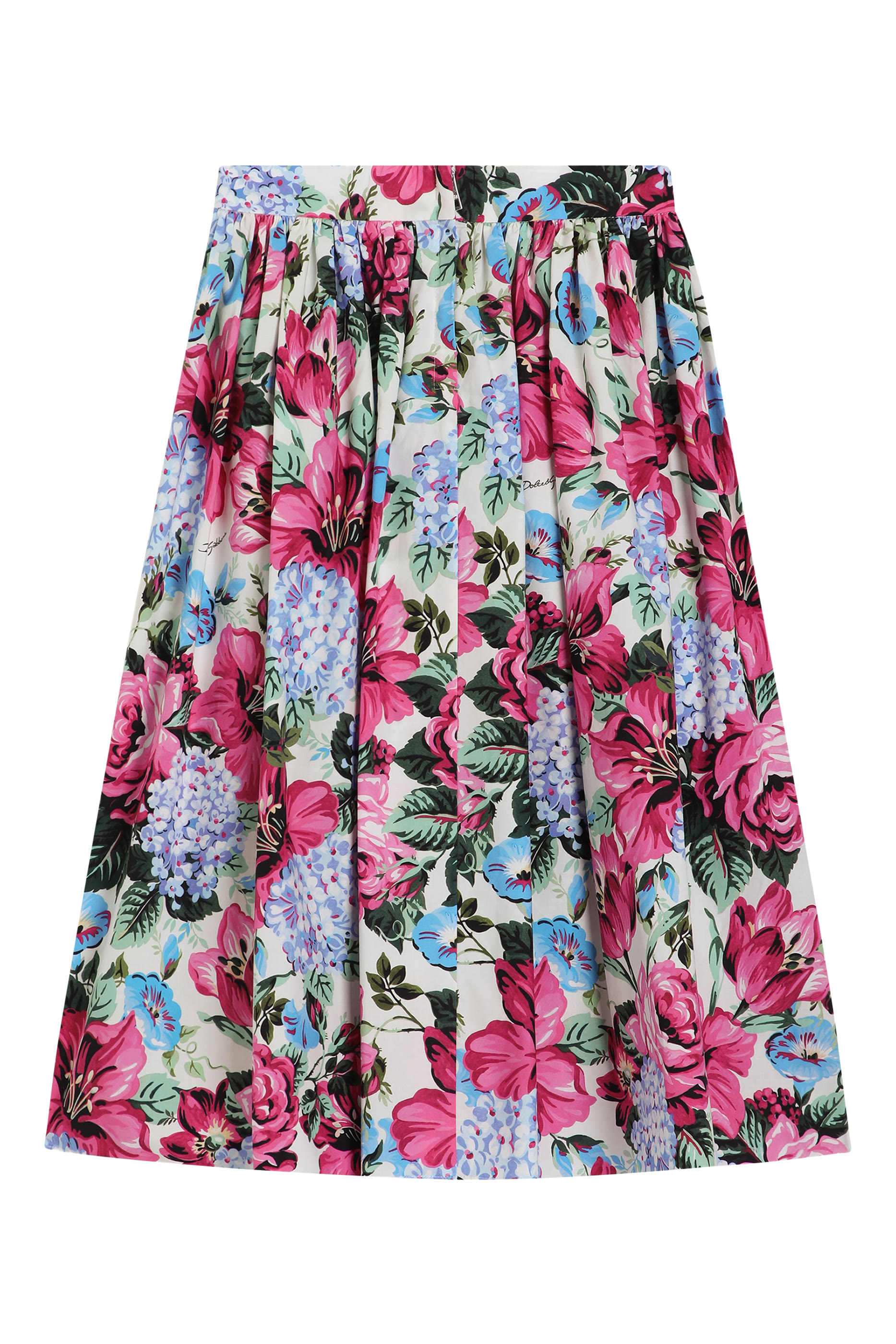 Kids Peony Printed Poplin Circle Skirt