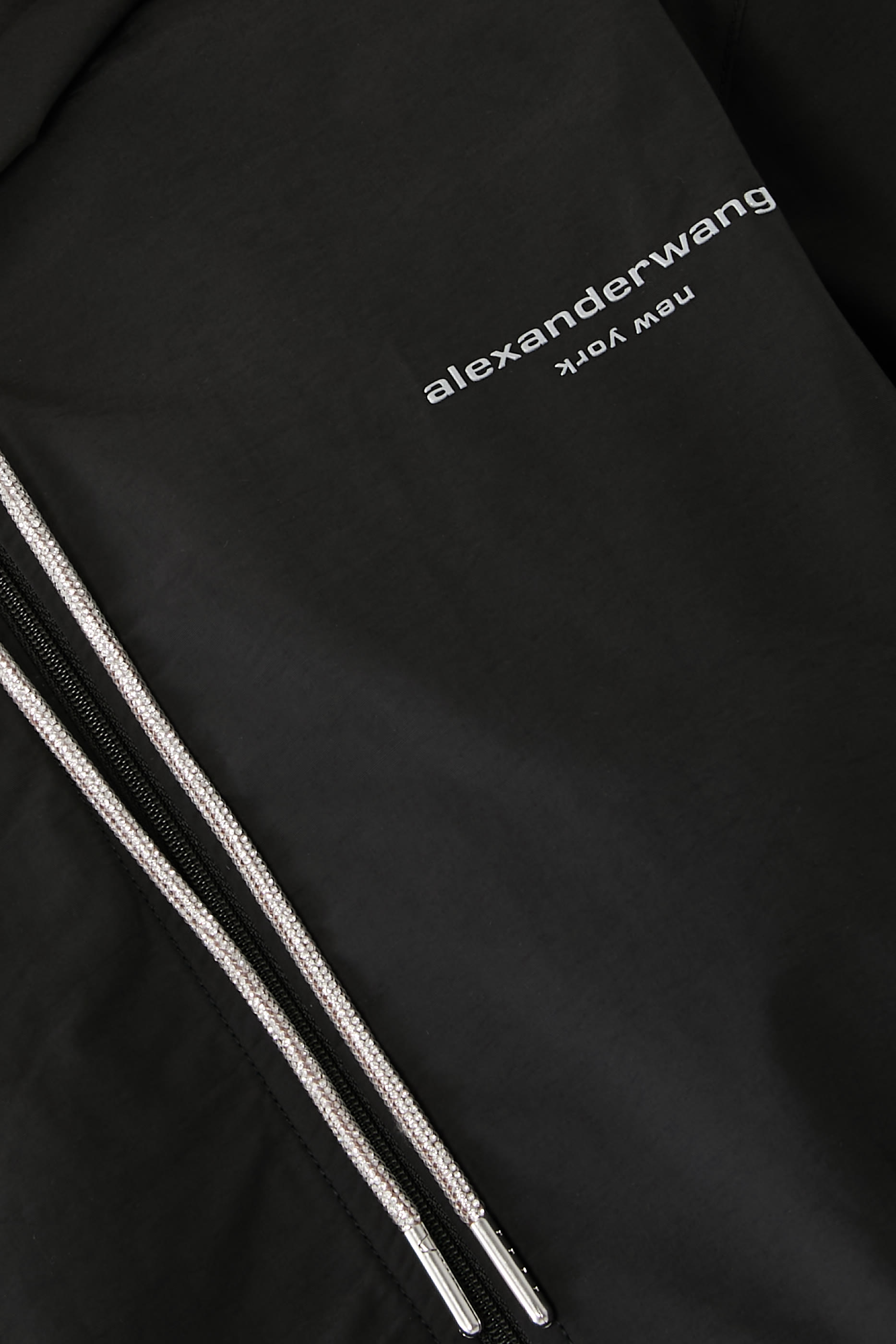 Cropped Zip-Up Hoodie with Crystal Drawcord