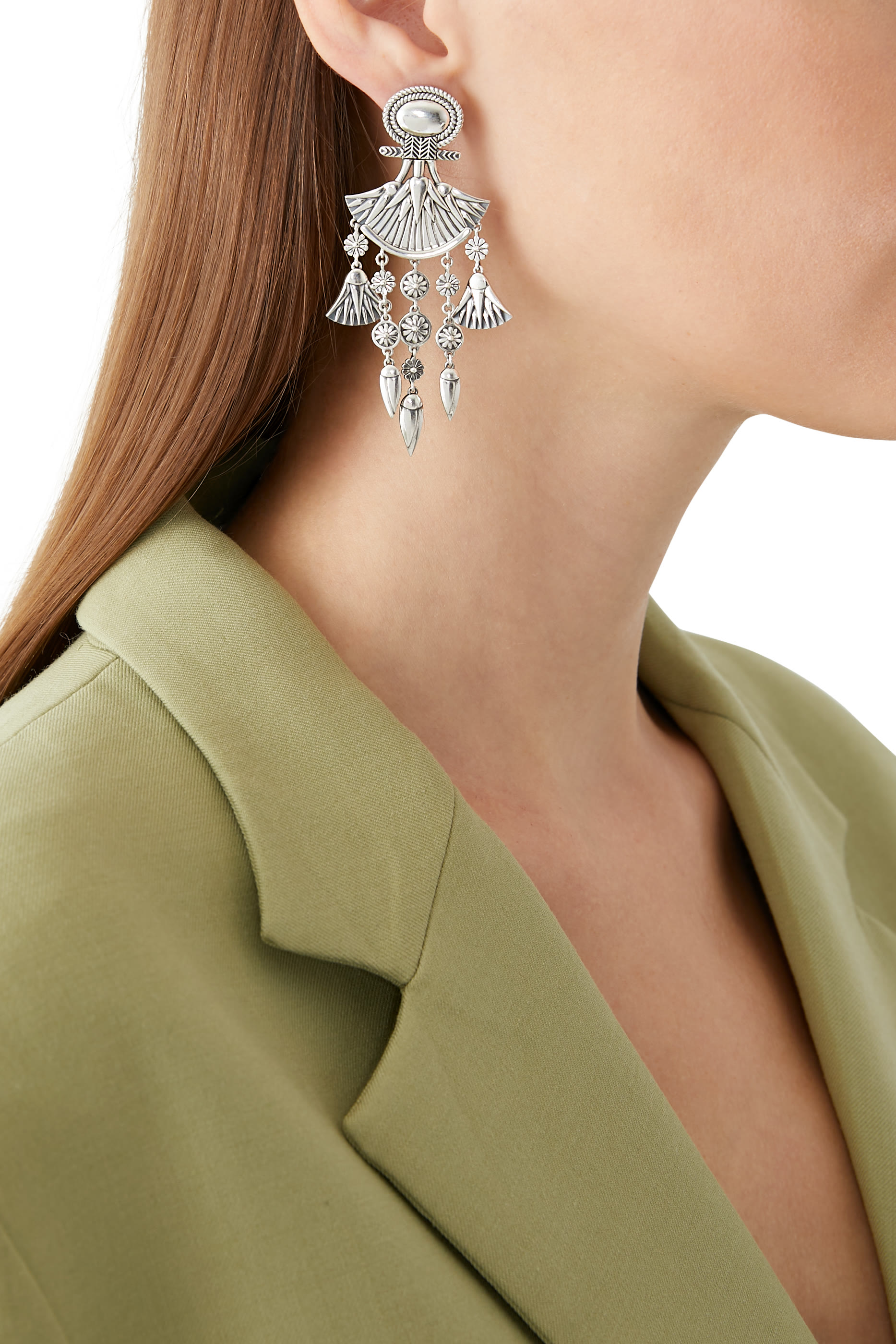 Ancient Egypt Statement Earrings, Sterling Silver