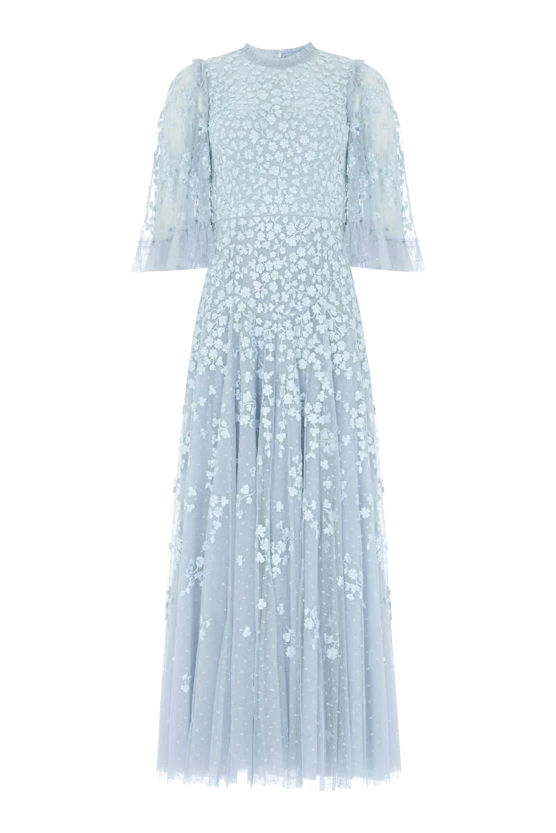 Scatter Blossom Round Neck Ankle Gown