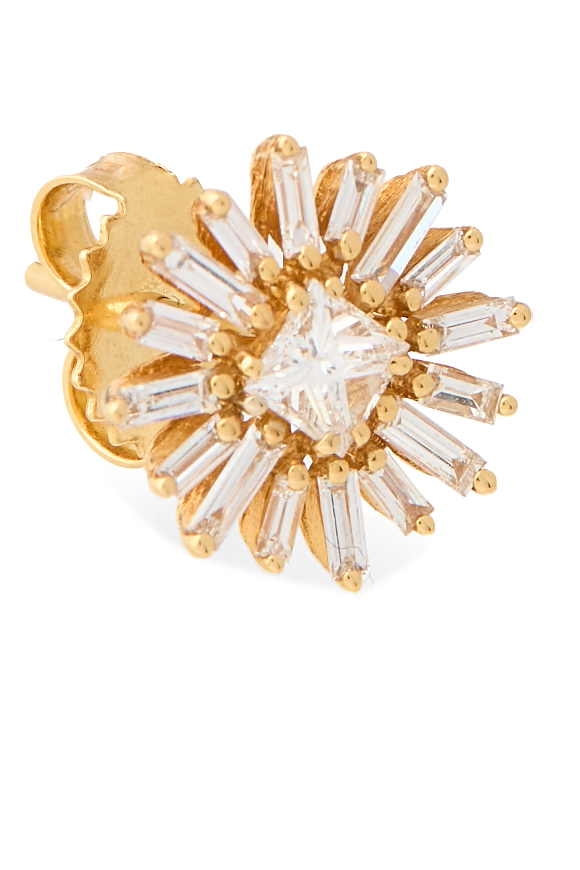 Princess Cut Diamond Fireworks Flower Studs, 18K Yellow Gold & Diamonds