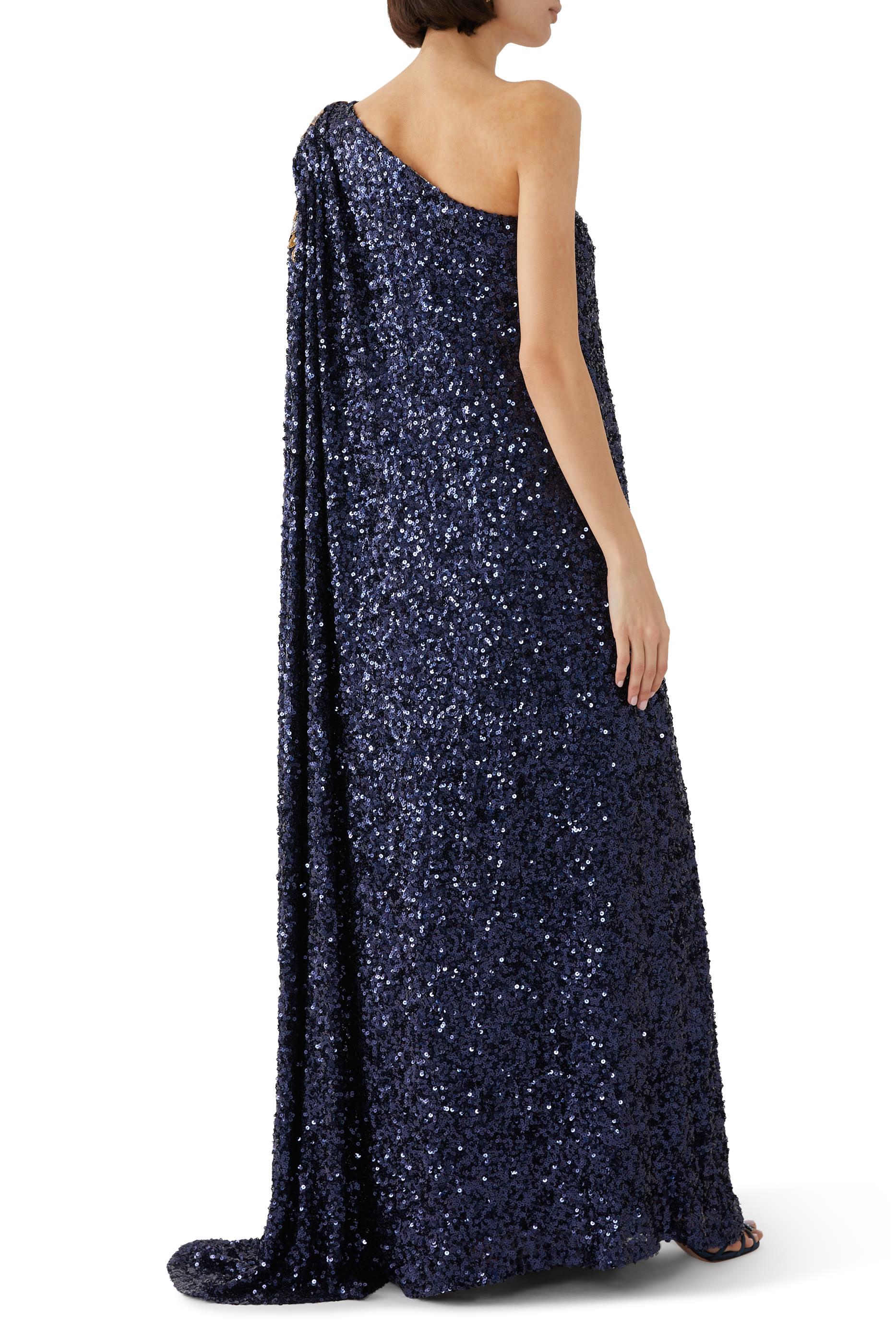 Majestic One-Shoulder Sequin Kaftan