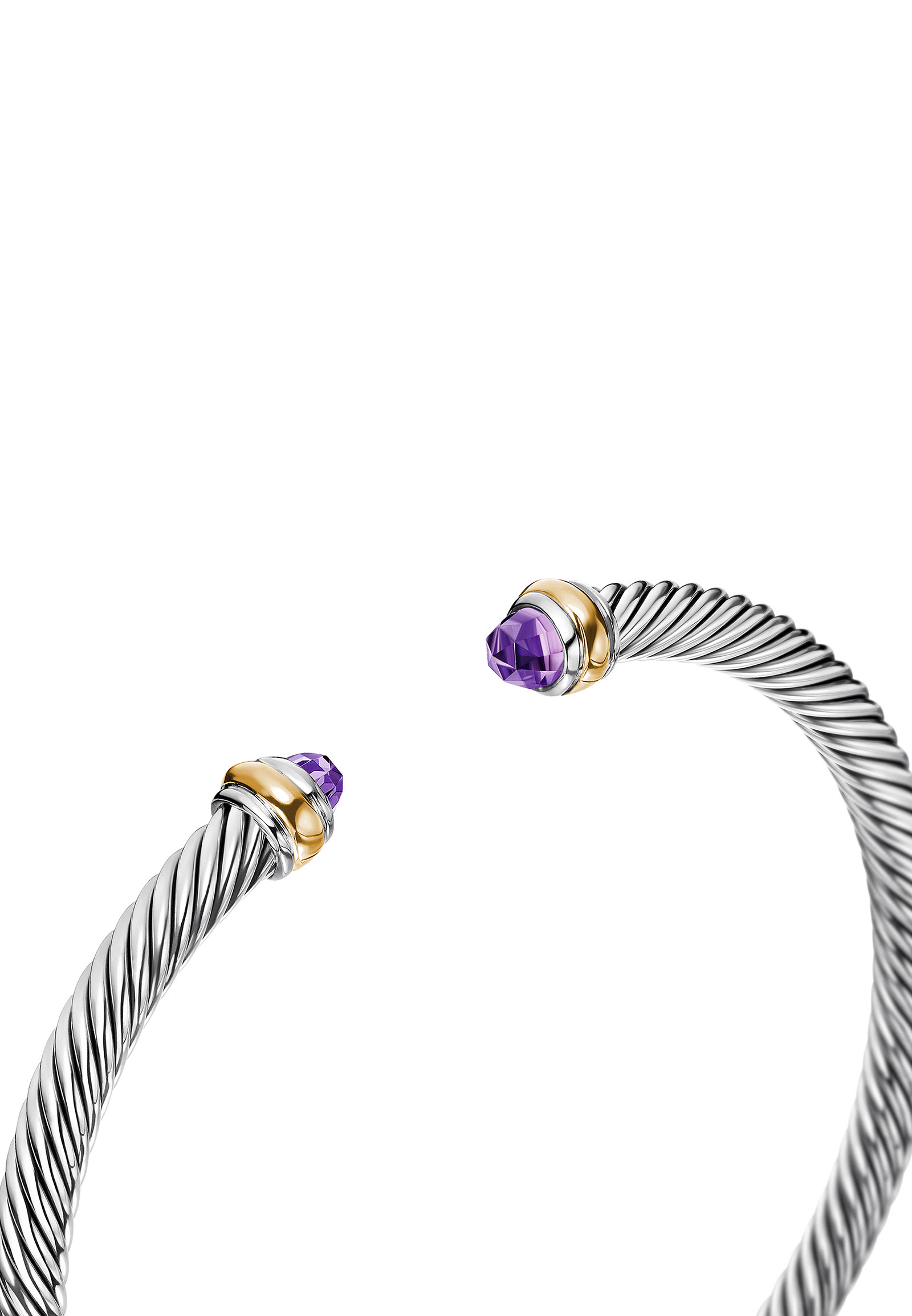 Sterling Silver, 18K Yellow Gold & Amethyst Classic Cable Bracelet