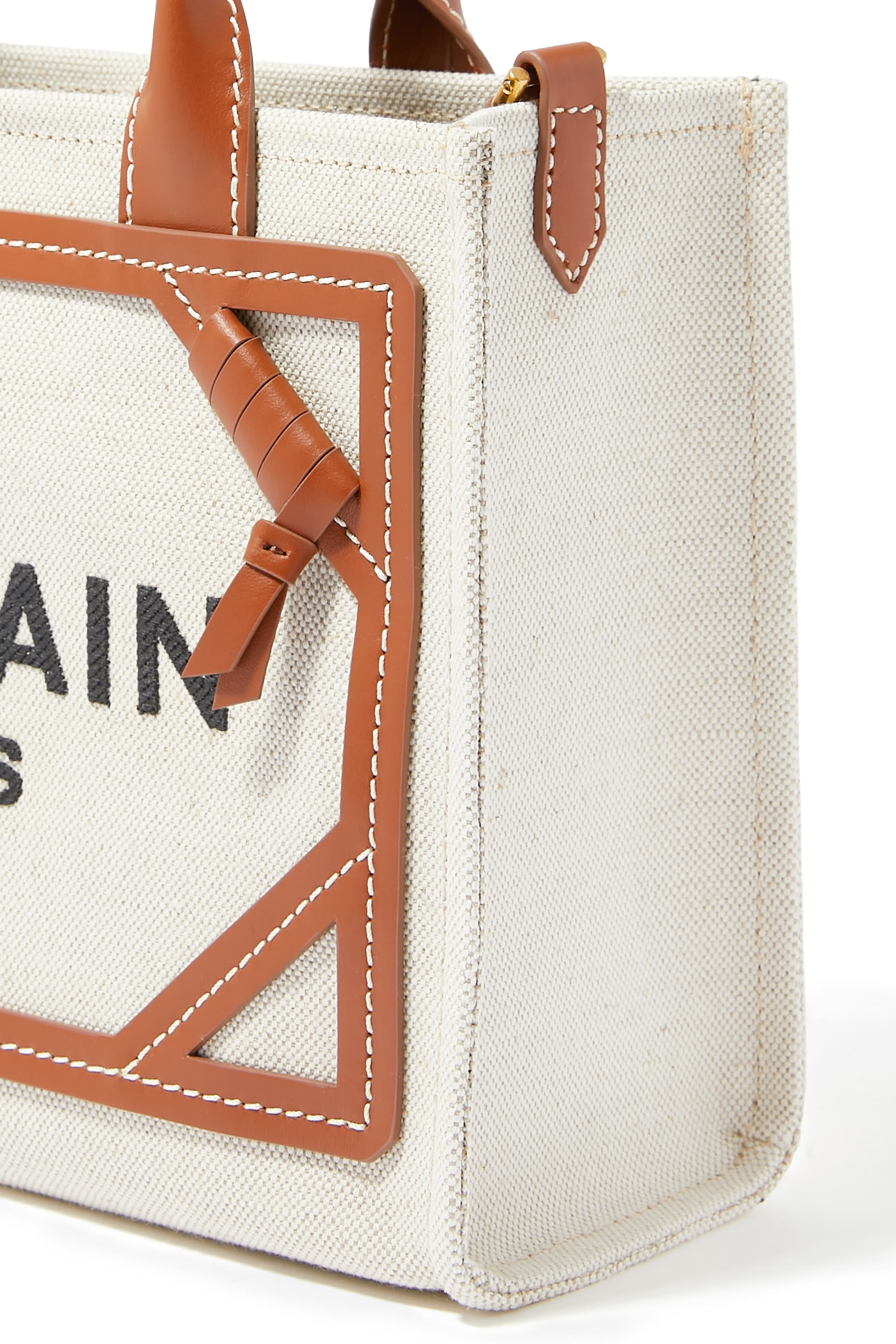 B-Army Small Canvas Shopping Bag with Leather Inserts