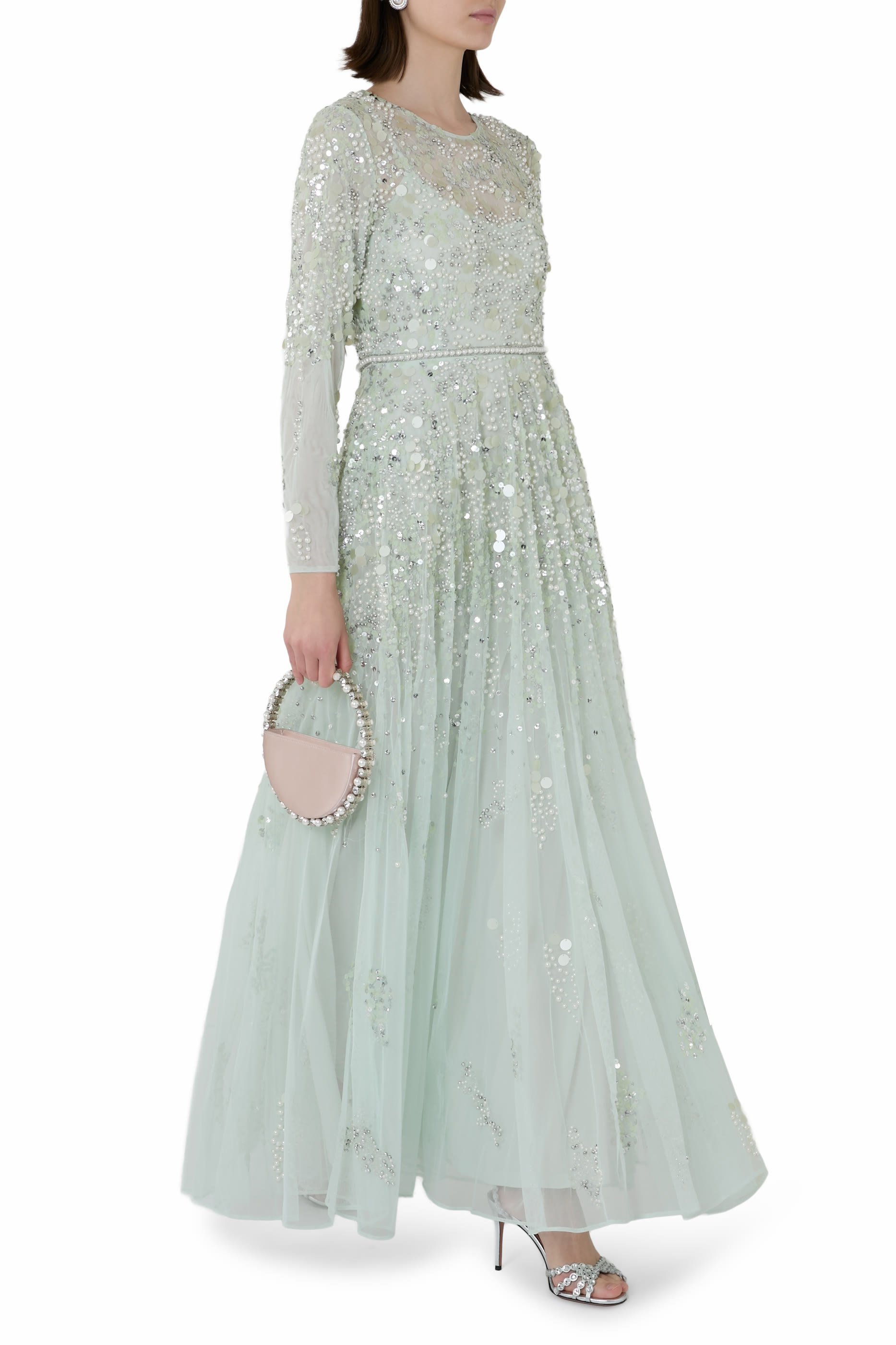 Sequin Pearl Embellished Gown
