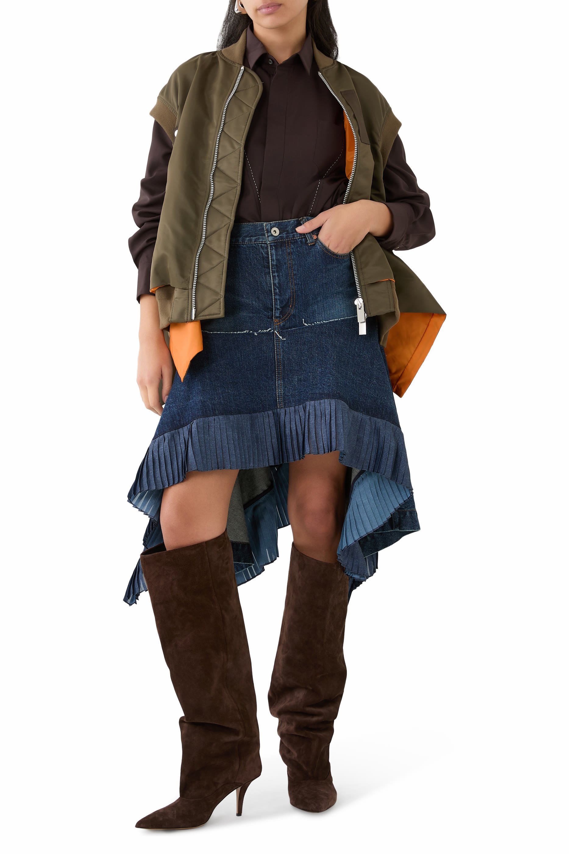 Asymmetric Denim Skirt