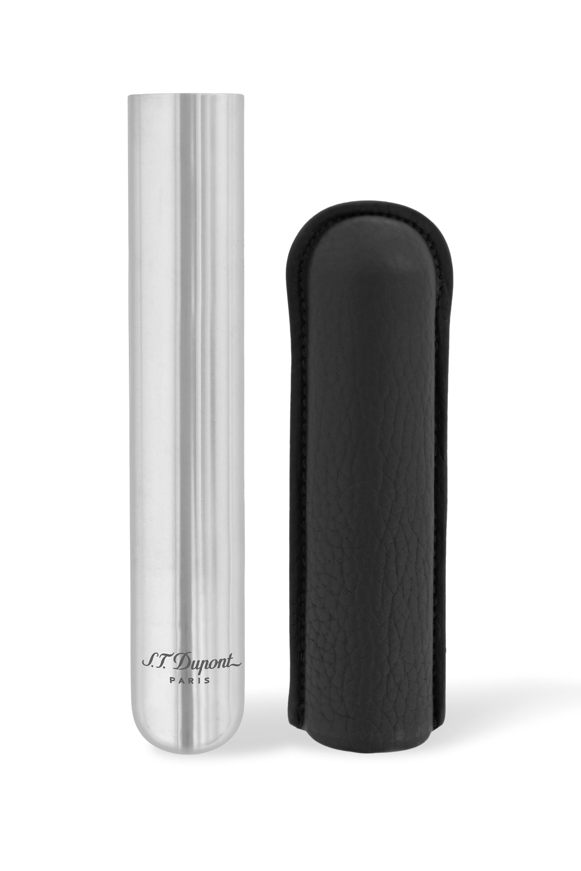 Grained Leather and Chrome Base Cigar Case