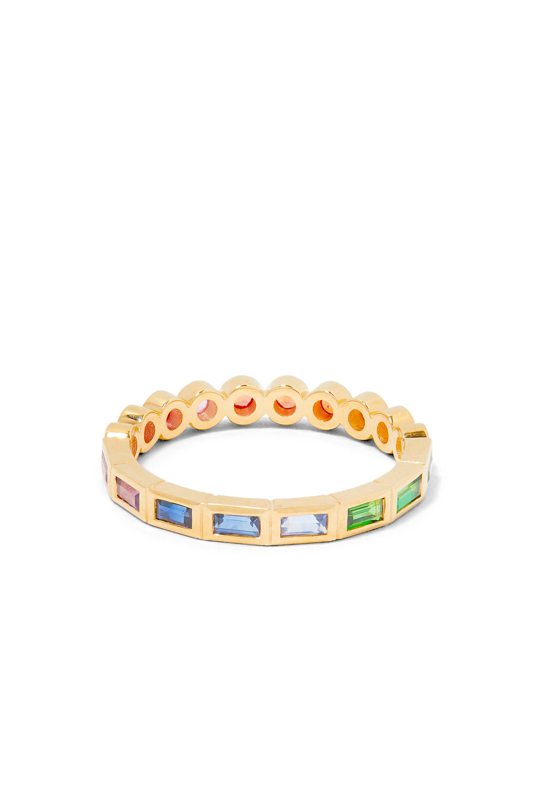 Rivi&egrave;re Baguette Ring, 18k Yellow Gold & Precious Stones