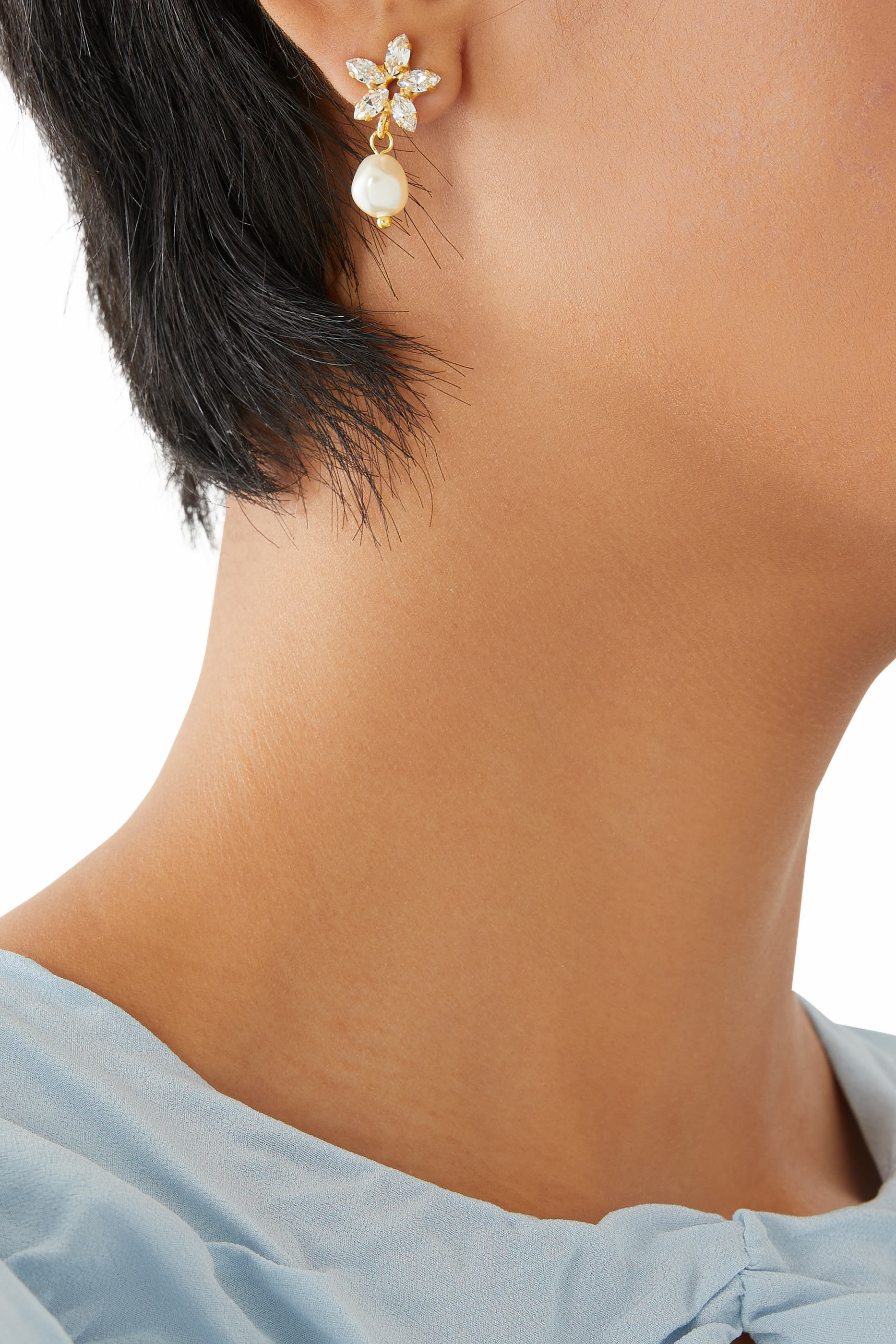 Emmy Earrings, 18k Gold-Plated Metal & Swarovski Crystals