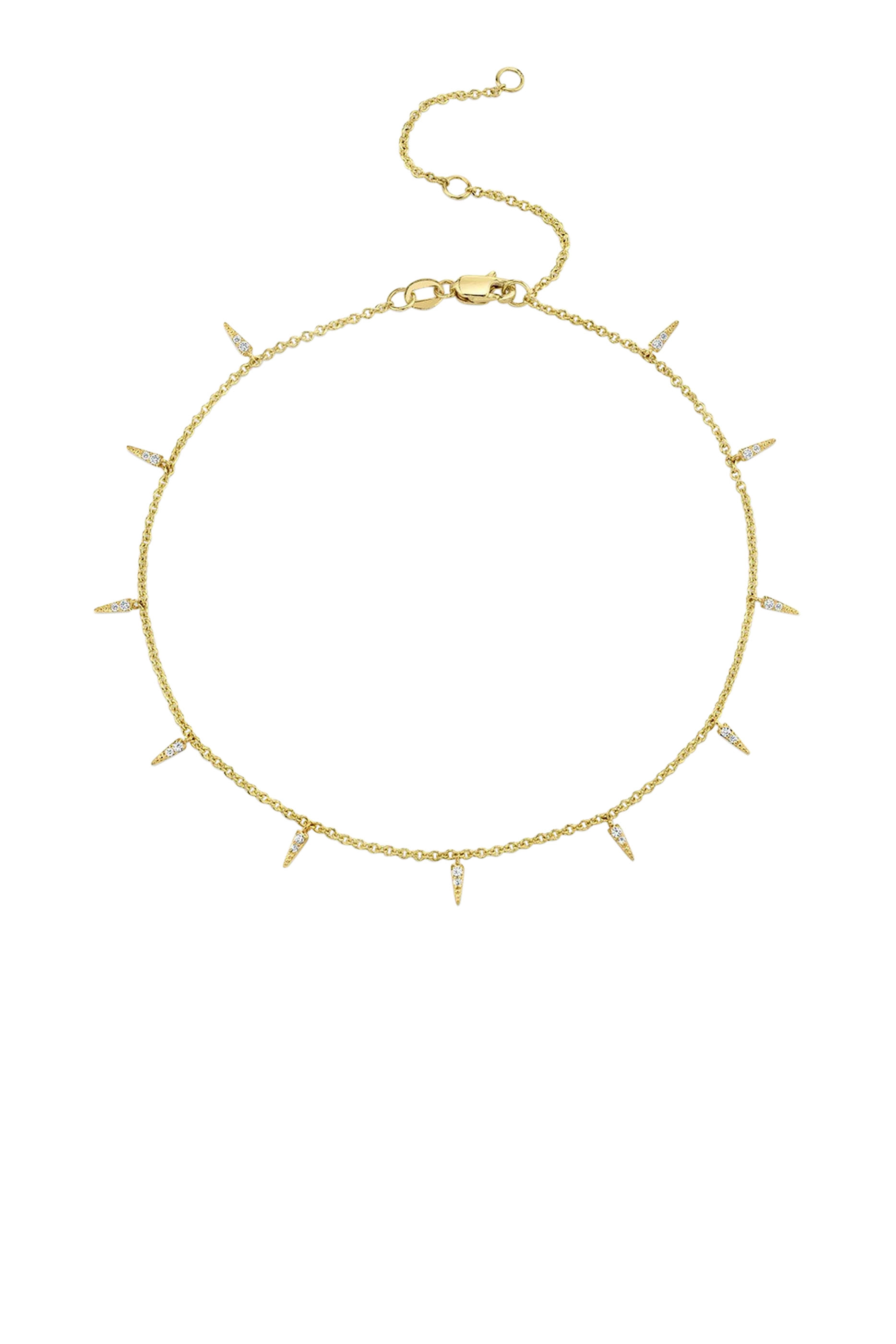 Large Fringe Anklet, 14k Yellow Gold & Diamonds