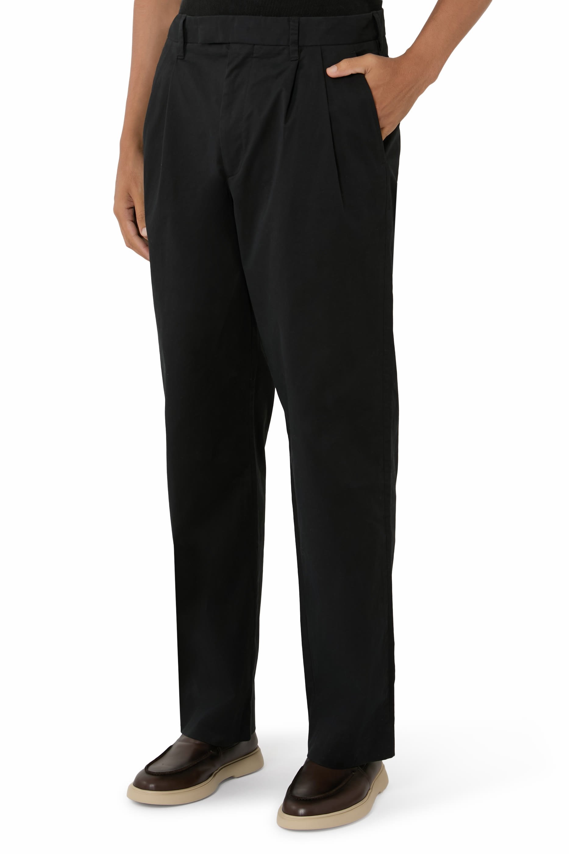  Louie Relaxed Stretch-Cotton Double-Pleated Trousers