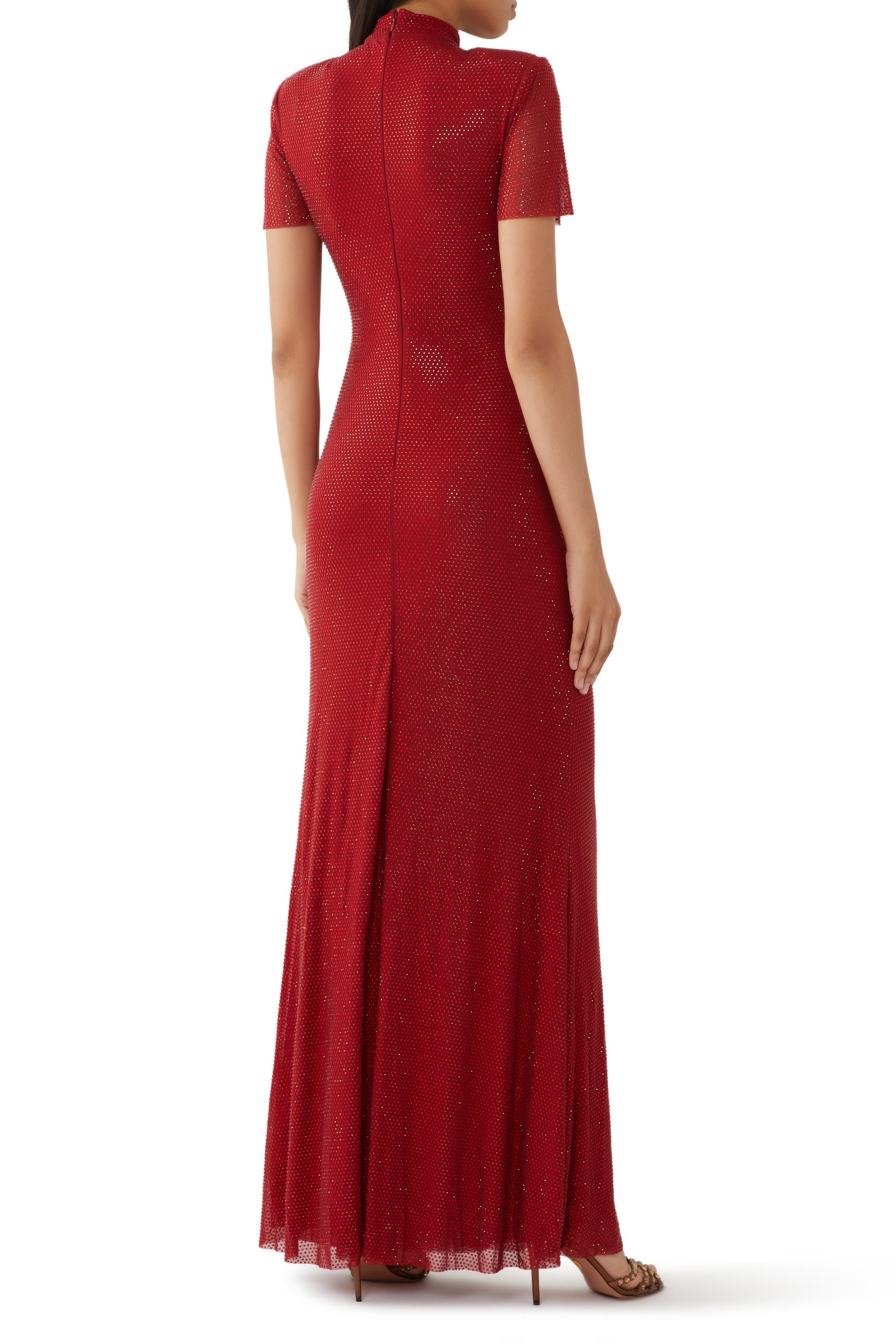 Rhinestone Mesh Maxi Dress