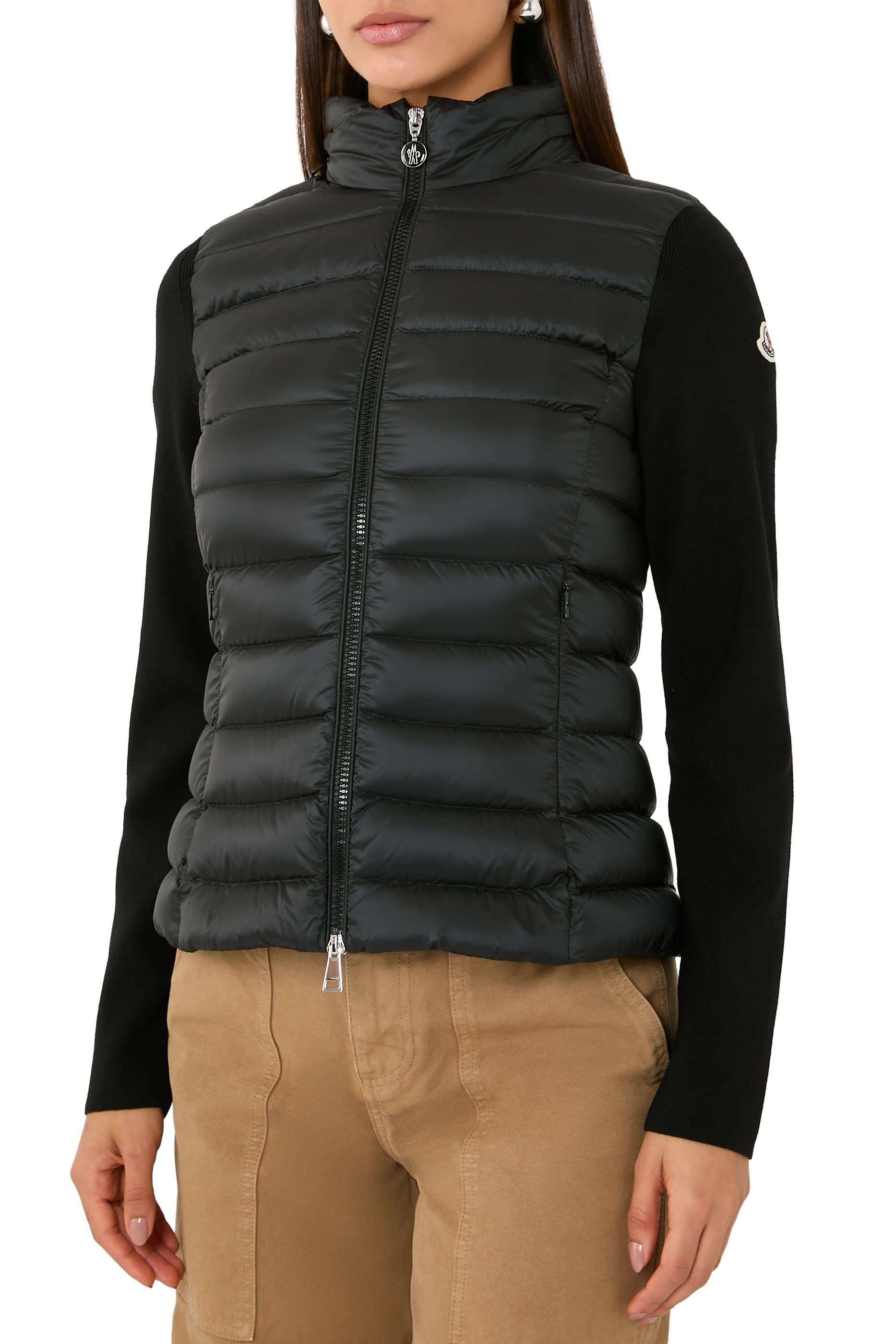 Padded Wool Zip-Up Cardigan