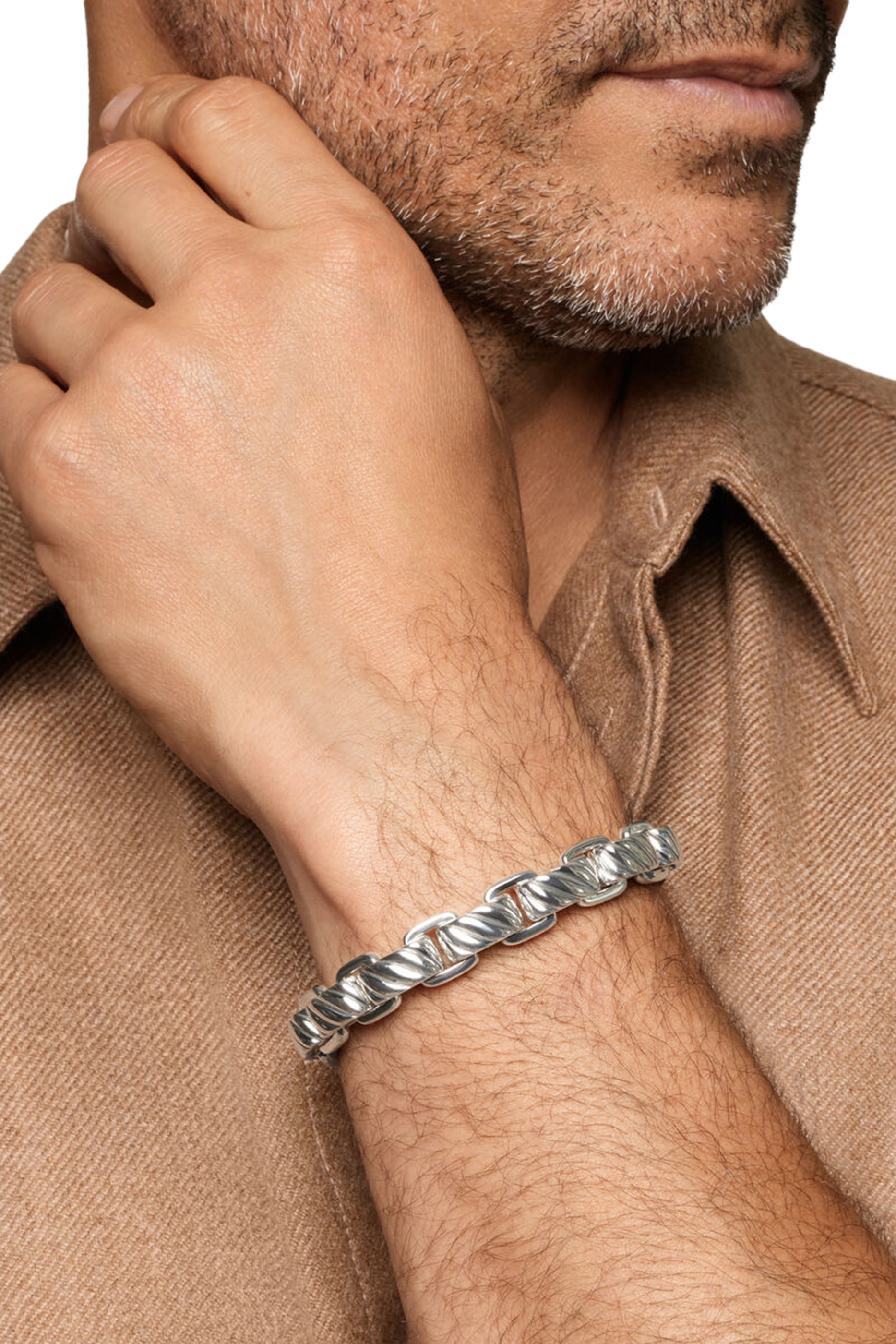 Sculpted Cable Link Bracelet, Sterling Silver