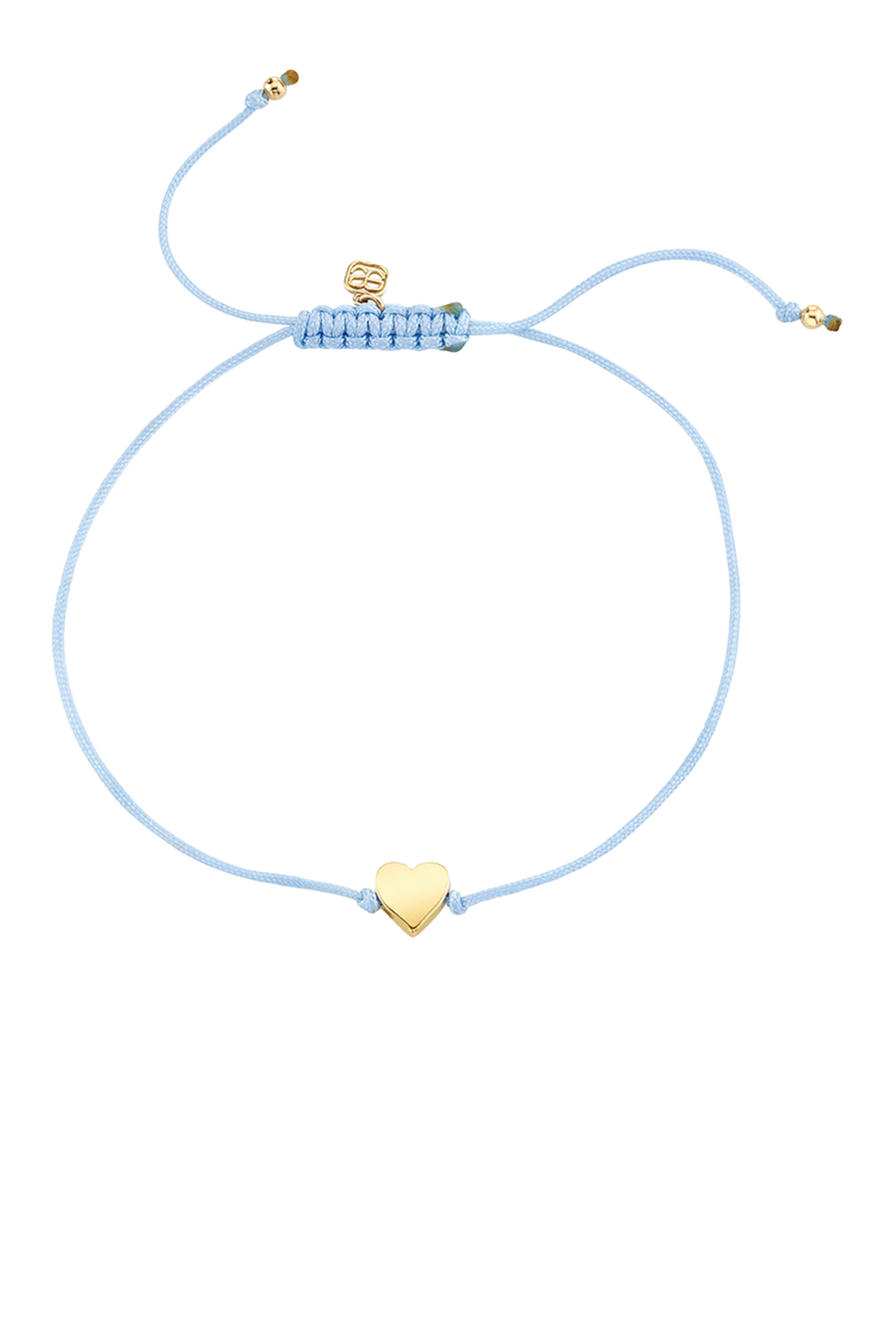 Kids Tiny Heart Cord Bracelet, 14k Yellow Gold, Silk & Bead