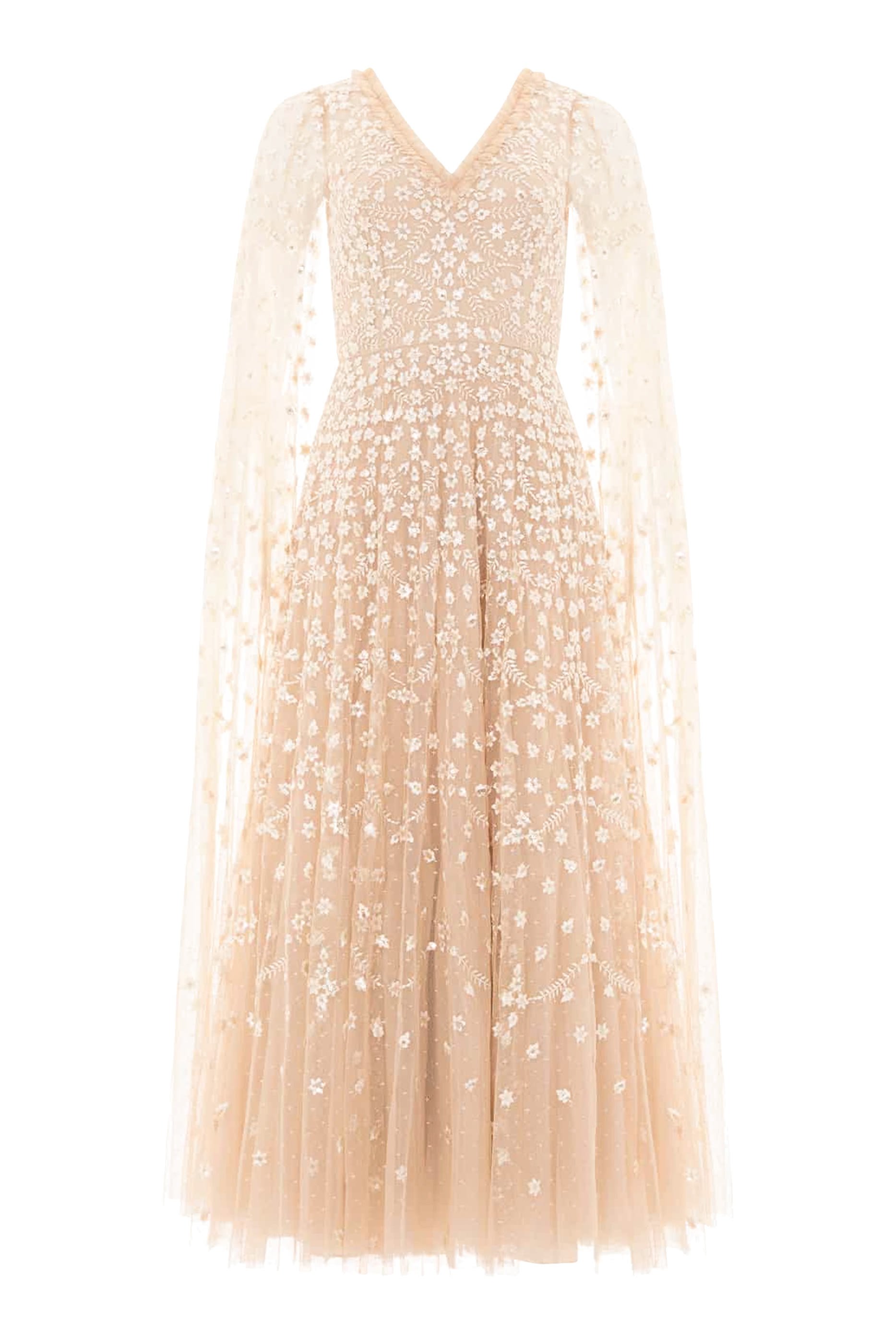 Clover Cape Sleeves Ankle Gown