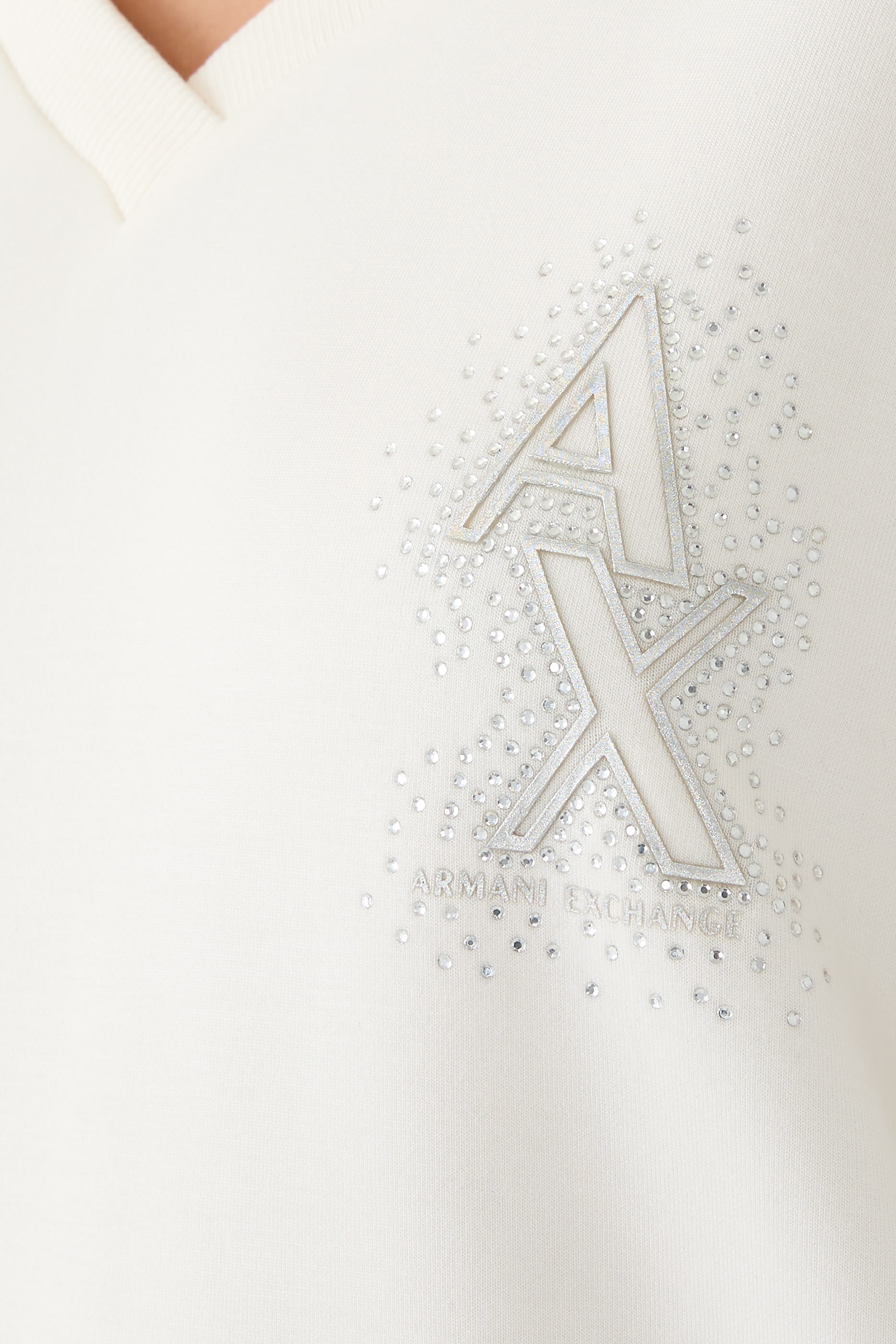 Rhinestone Logo V-Neck Sweatshirt