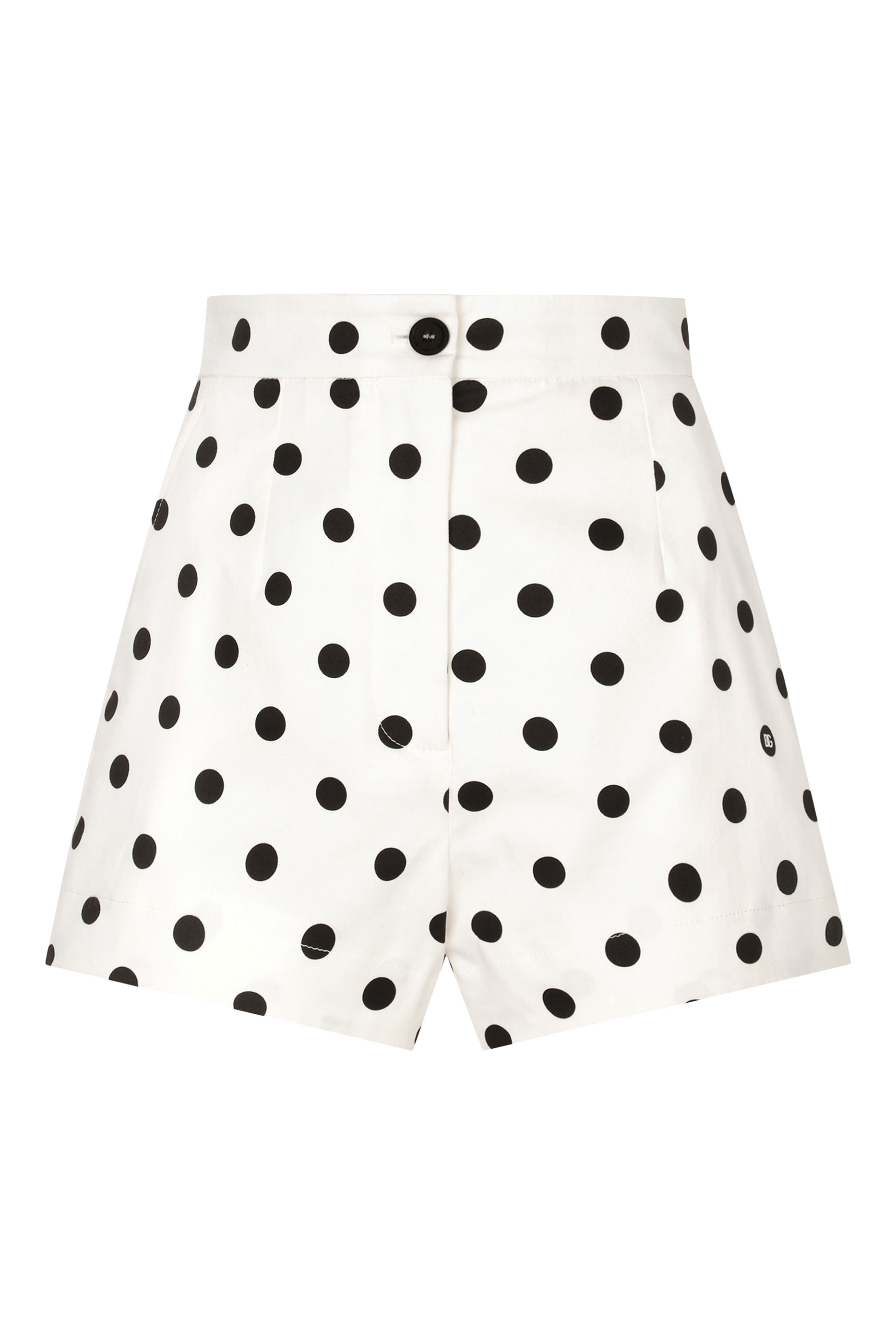 Polka-Dot Print Cotton Shorts