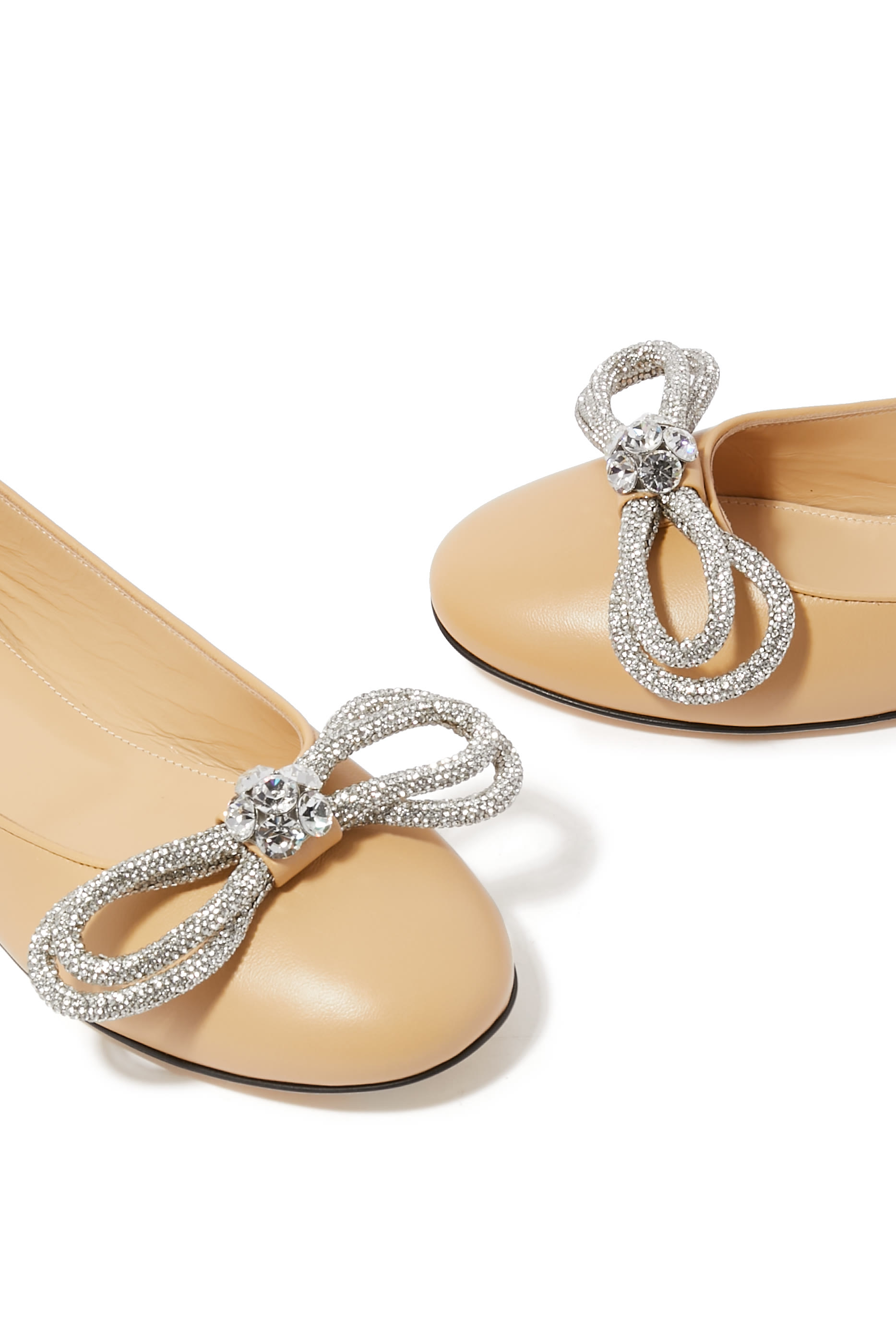 Double Bow Nappa Ballerina Flats