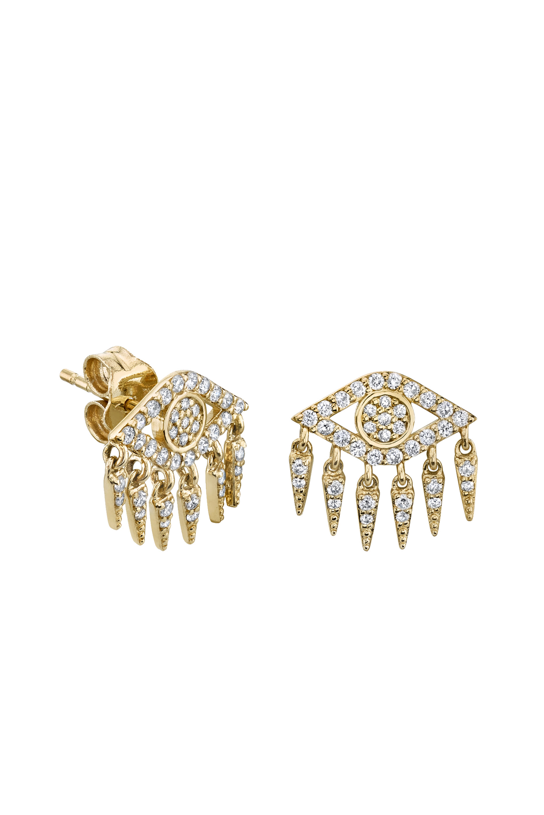 Diamond Pave Evil Eye Fringe Earrings
