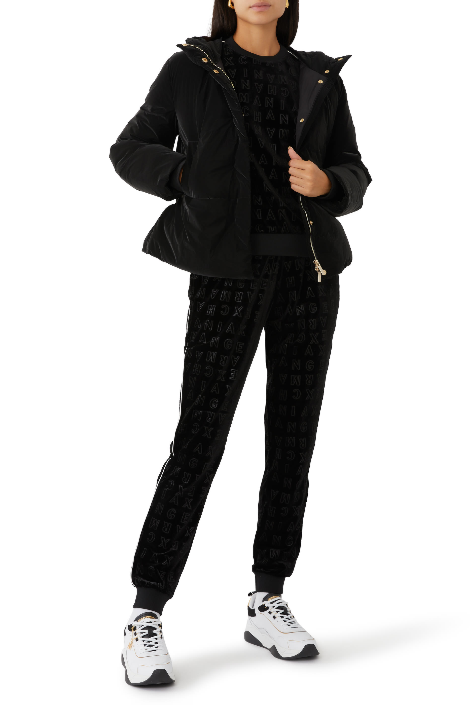 Velour Effect Fabric Jacket with Hood