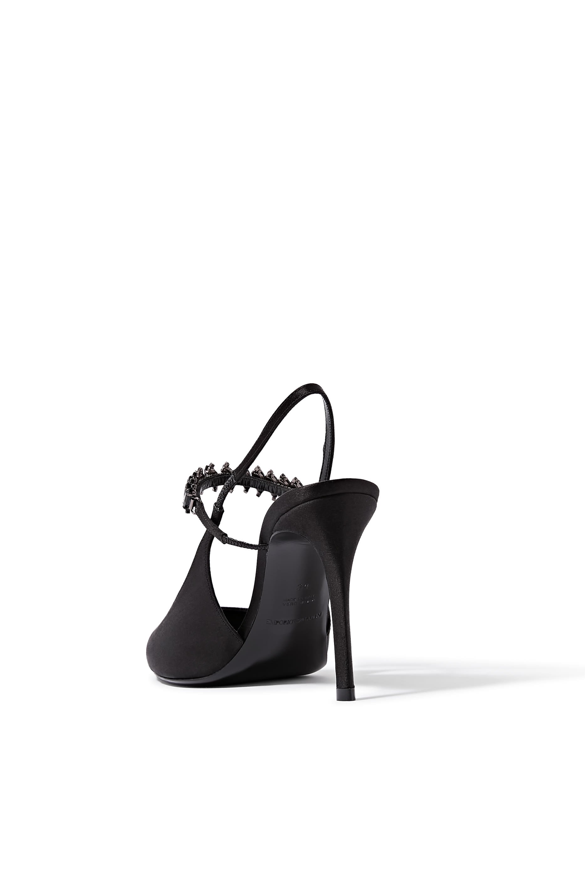 Embellished Satin Slingback Pumps