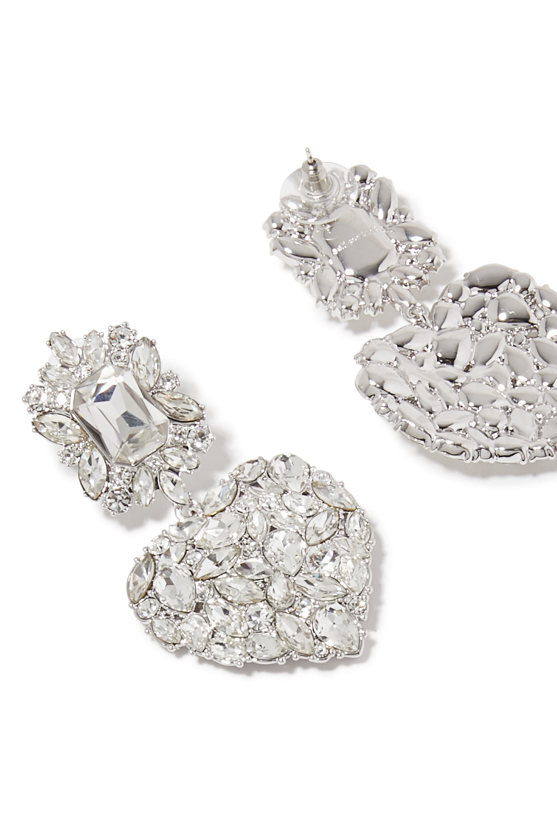 Crystal Heart Tiered Earrings