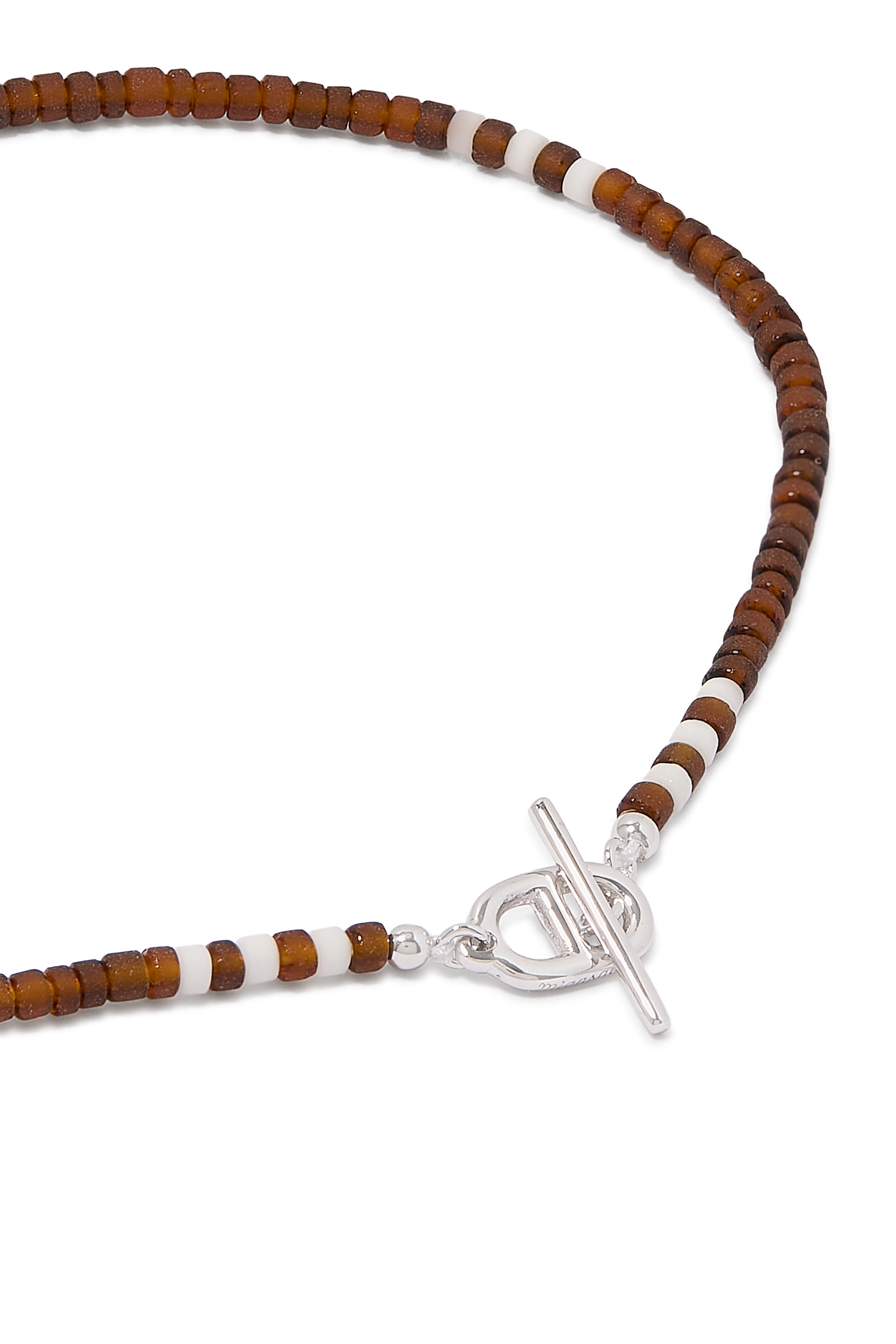 Avi Bracelet, Sterling Silver & Dark Amber Heishi Beads