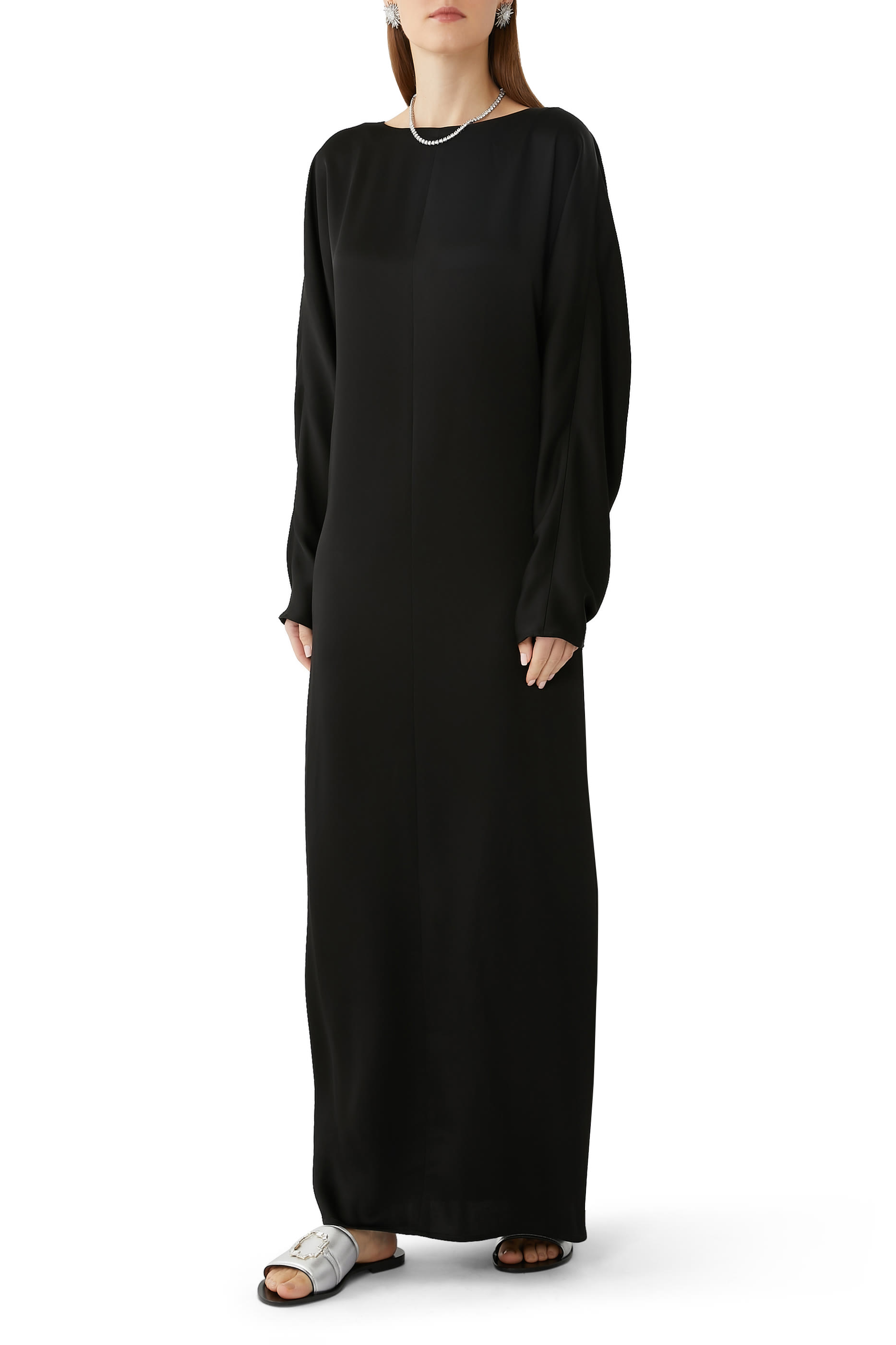 Long-Sleeve Satin Kaftan