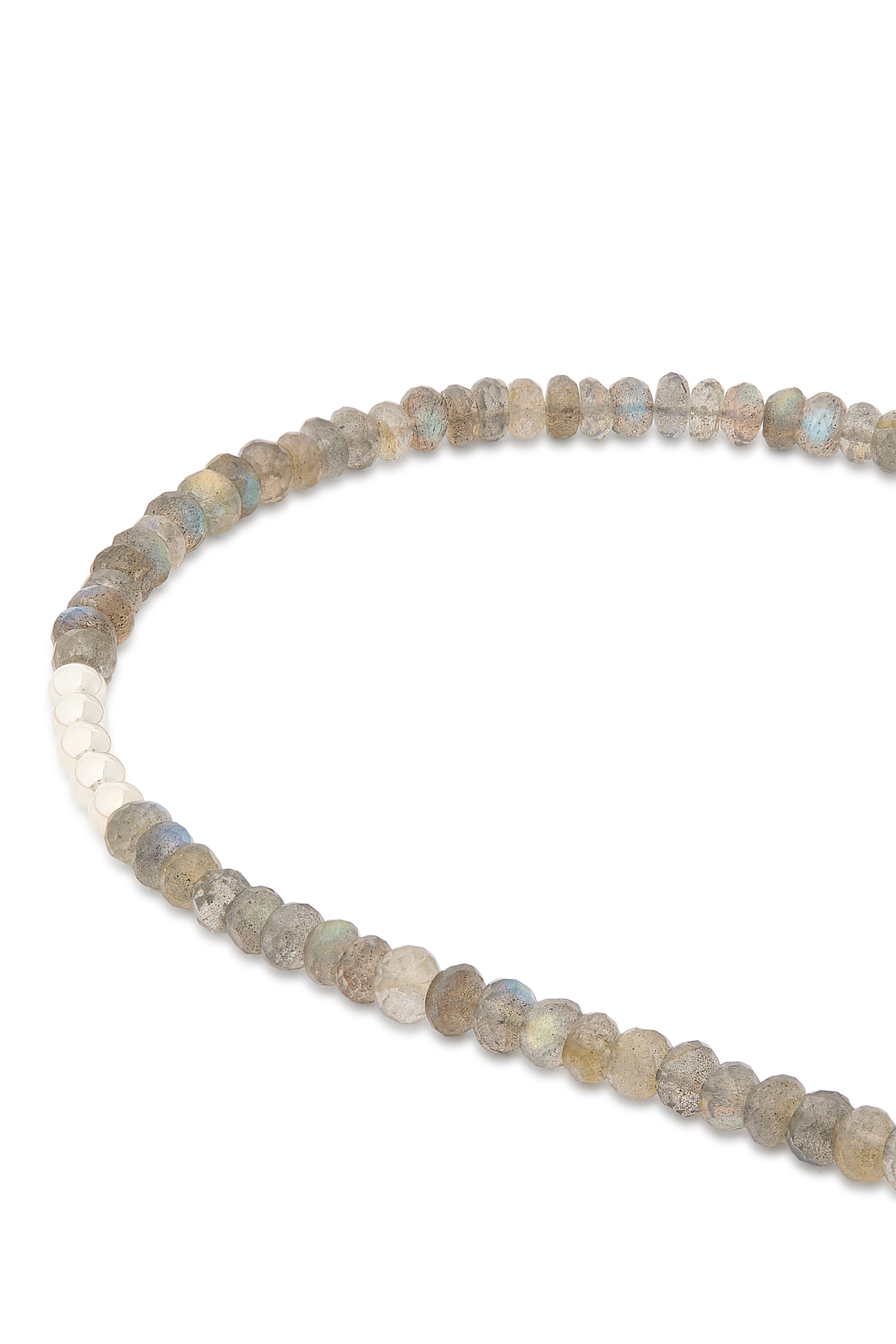 Beaded Snake Necklace, 18K Yellow Gold, Sterling Silver, Green Onyx, Labradorite & Diamonds