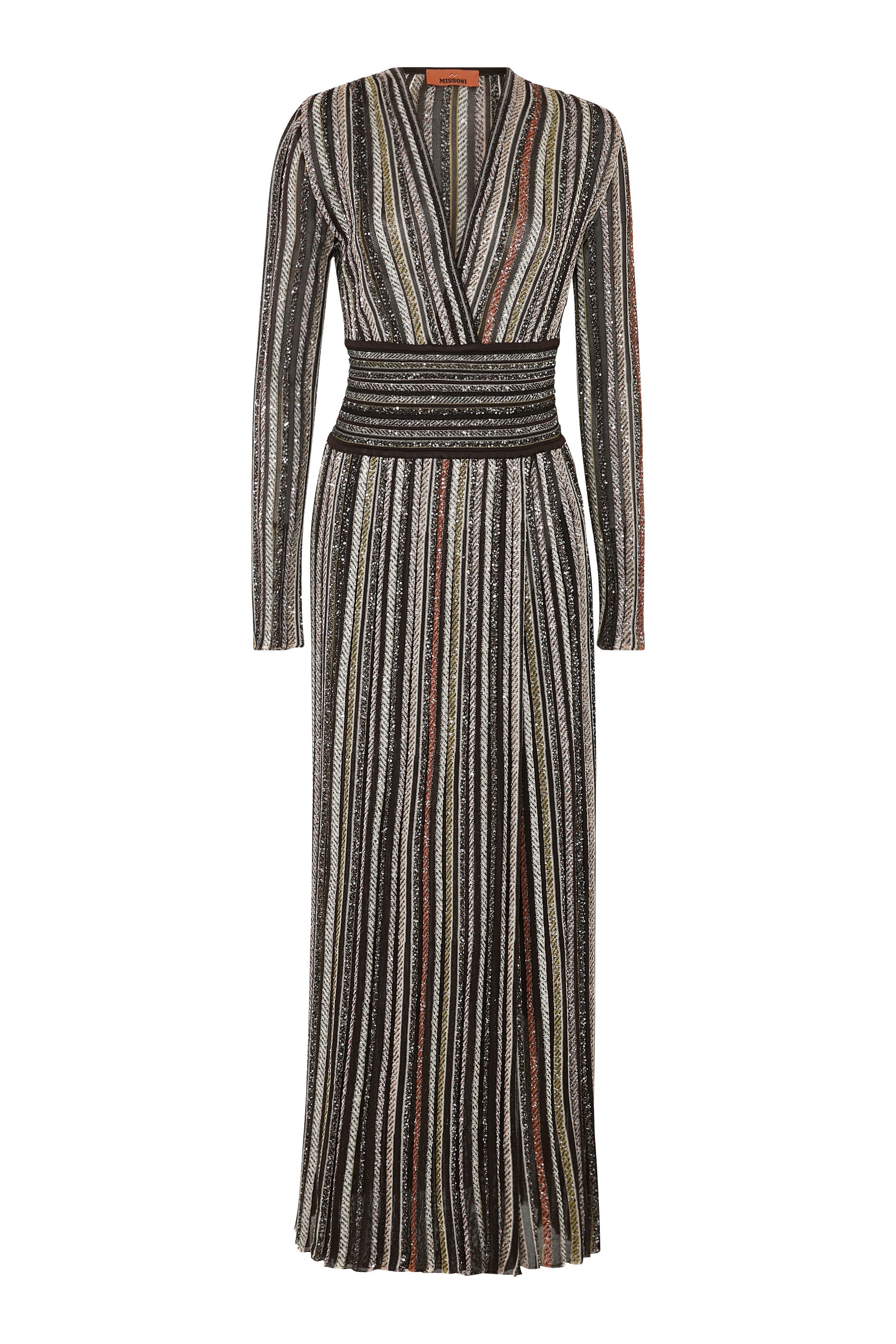 Striped Sequins Knitted Maxi Dress