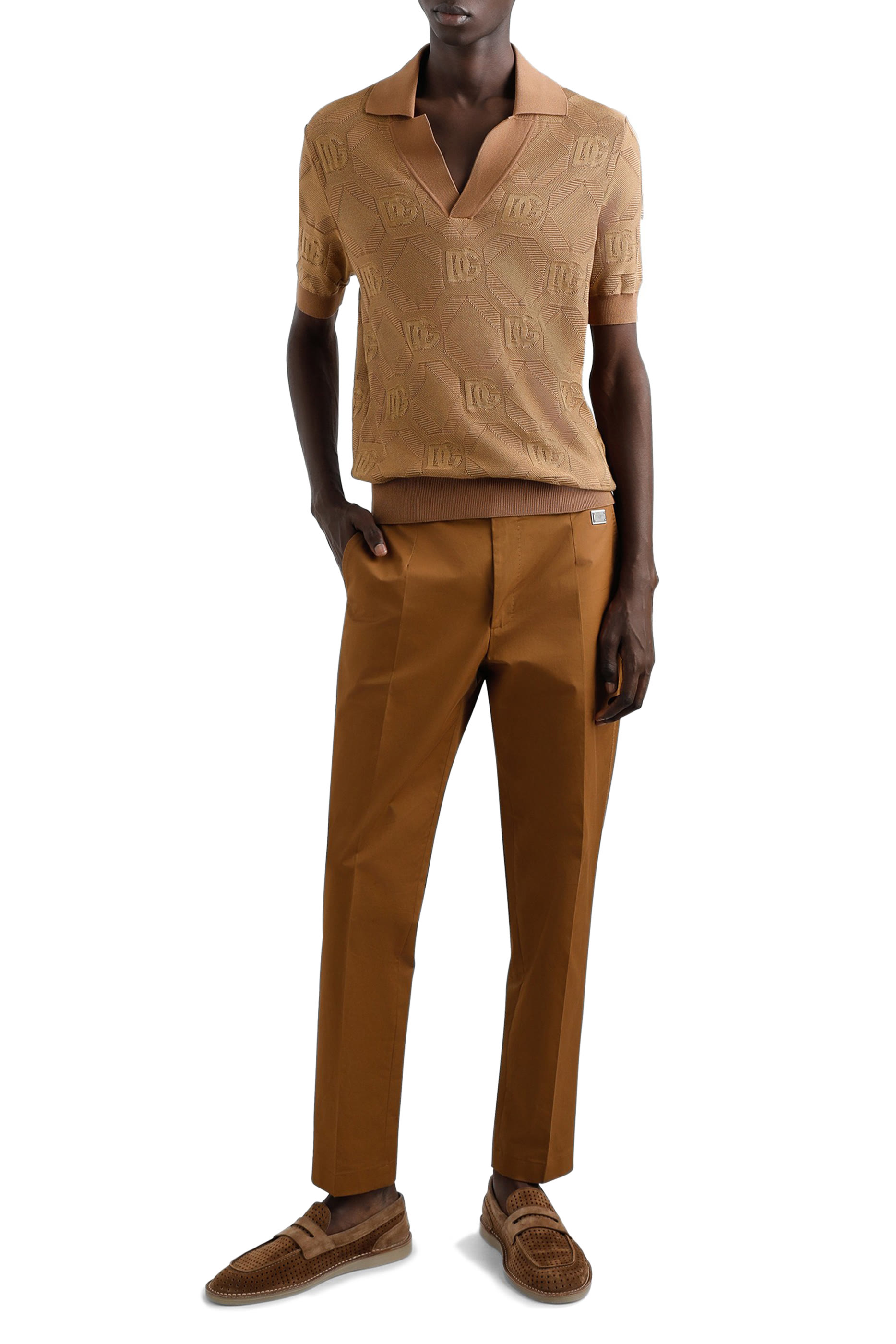 Jacquard Logo Silk Polo-Shirt