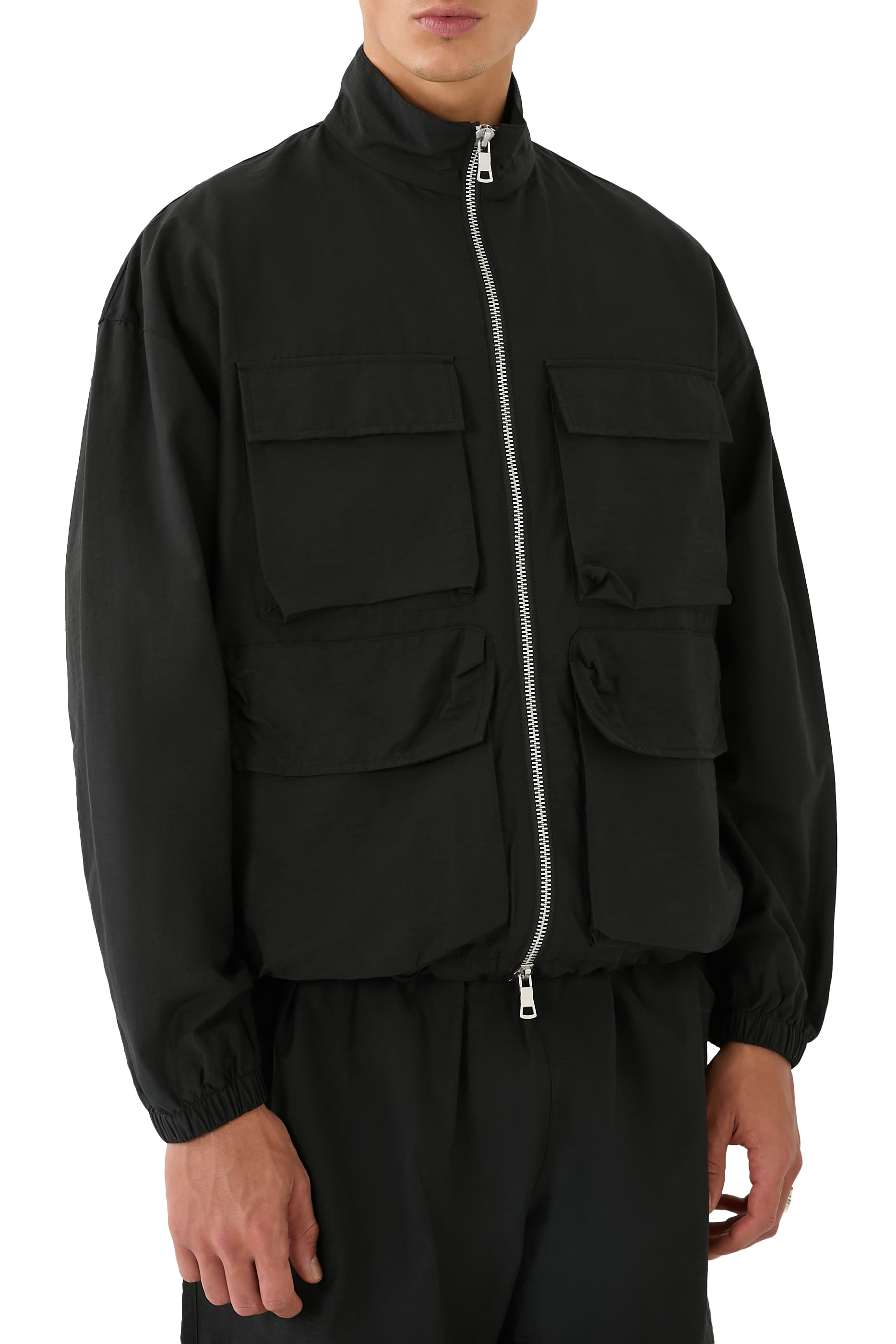 Washed Cotton Nylon Track Jacket