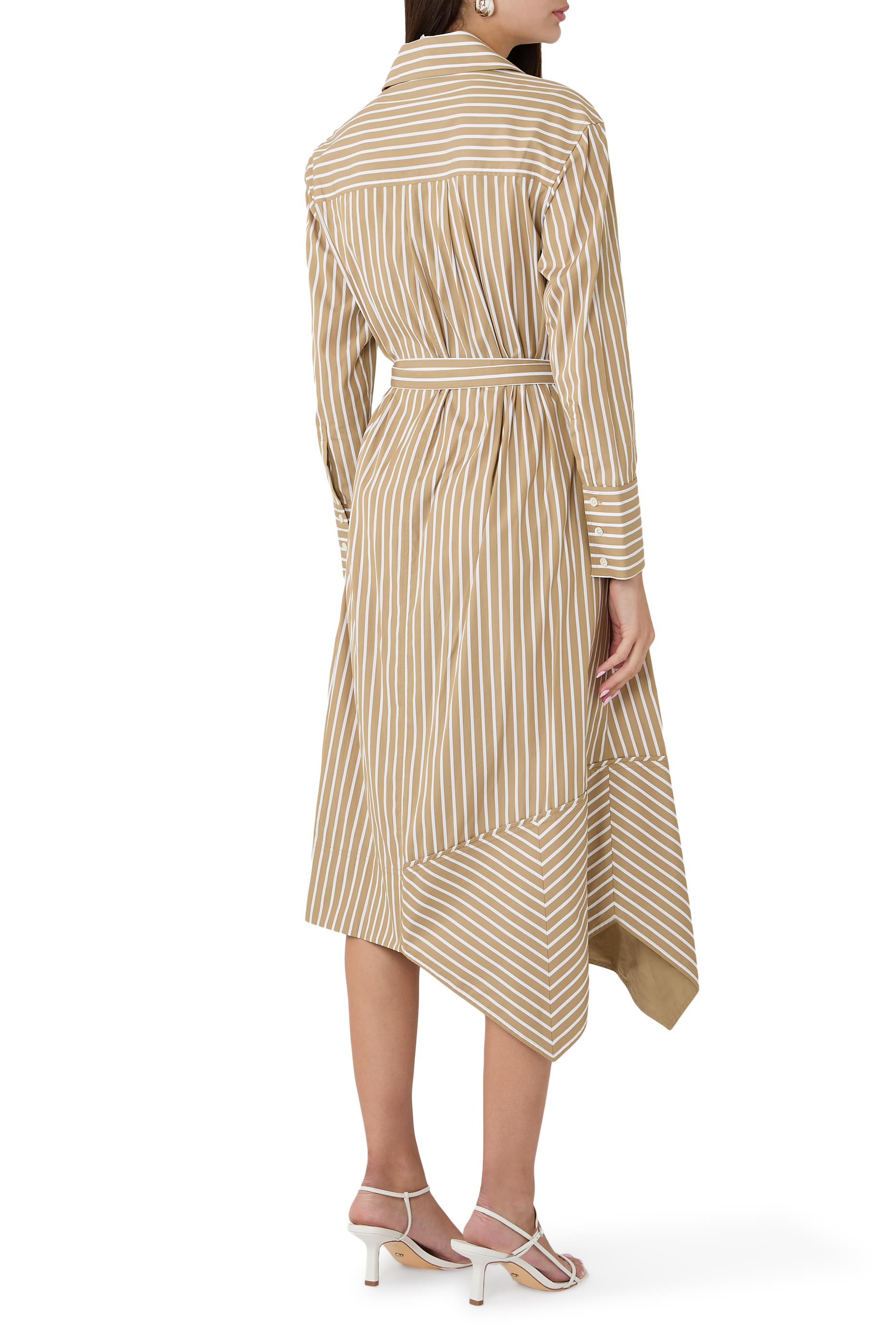 Stripe Poplin Wrap Shirt Dress 