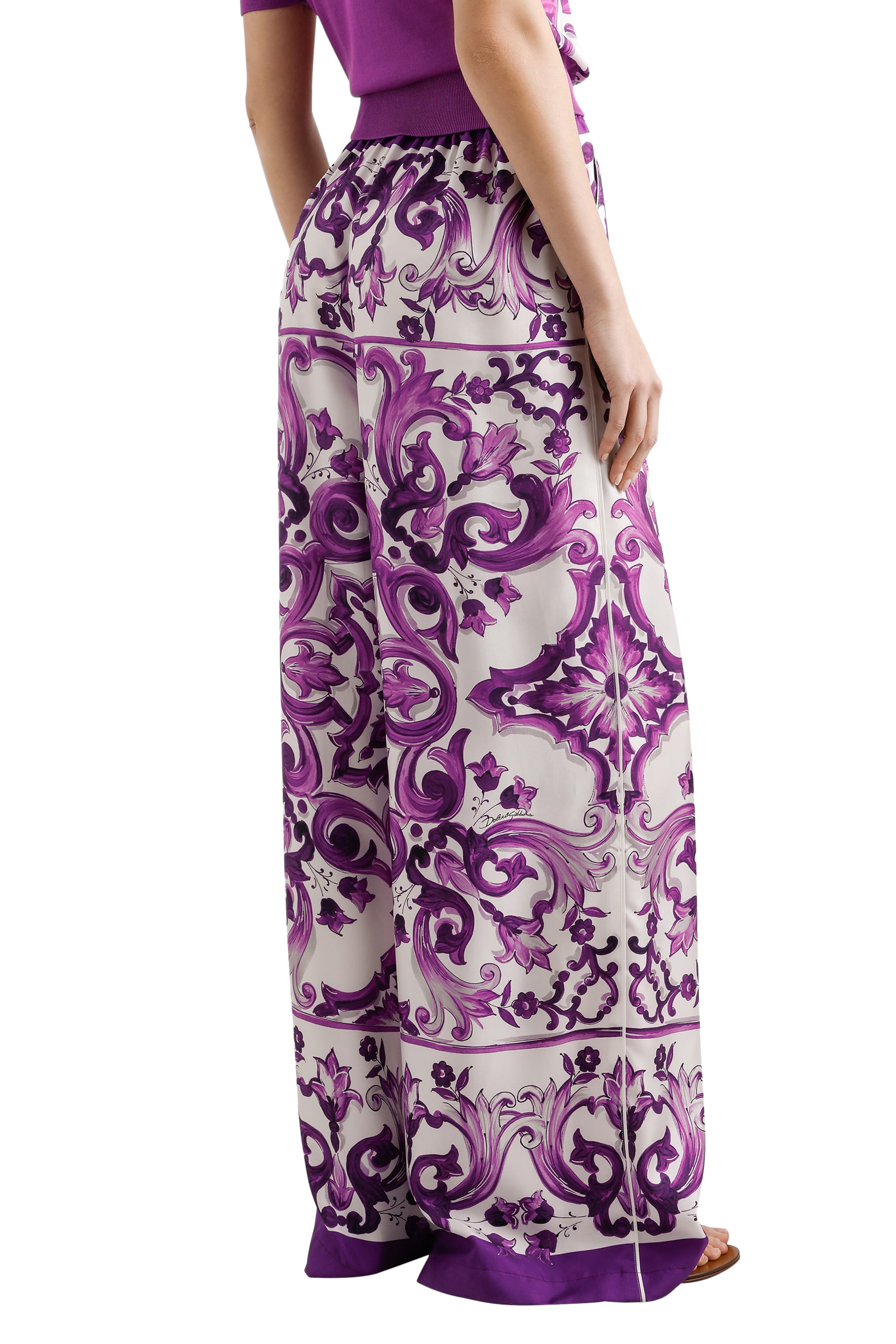 Majolica-Print Wide-Leg Pants
