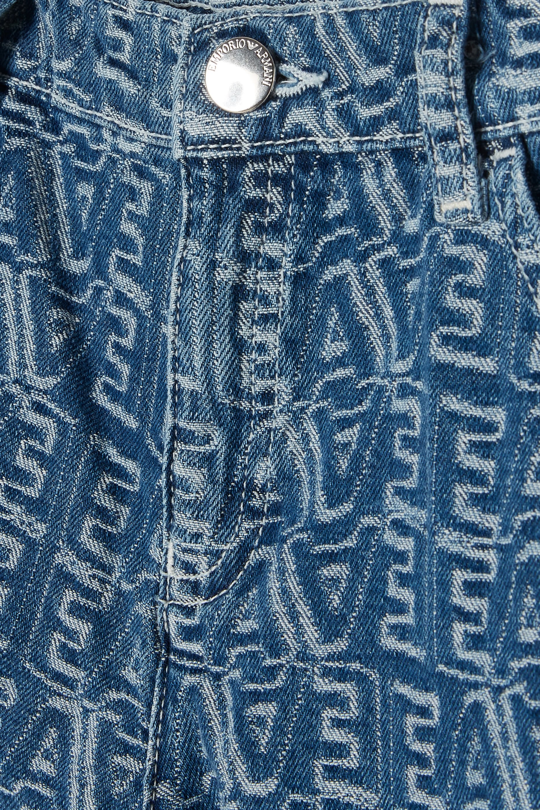 Kids All-Over Logo Lettering Denim Jacquard Shorts