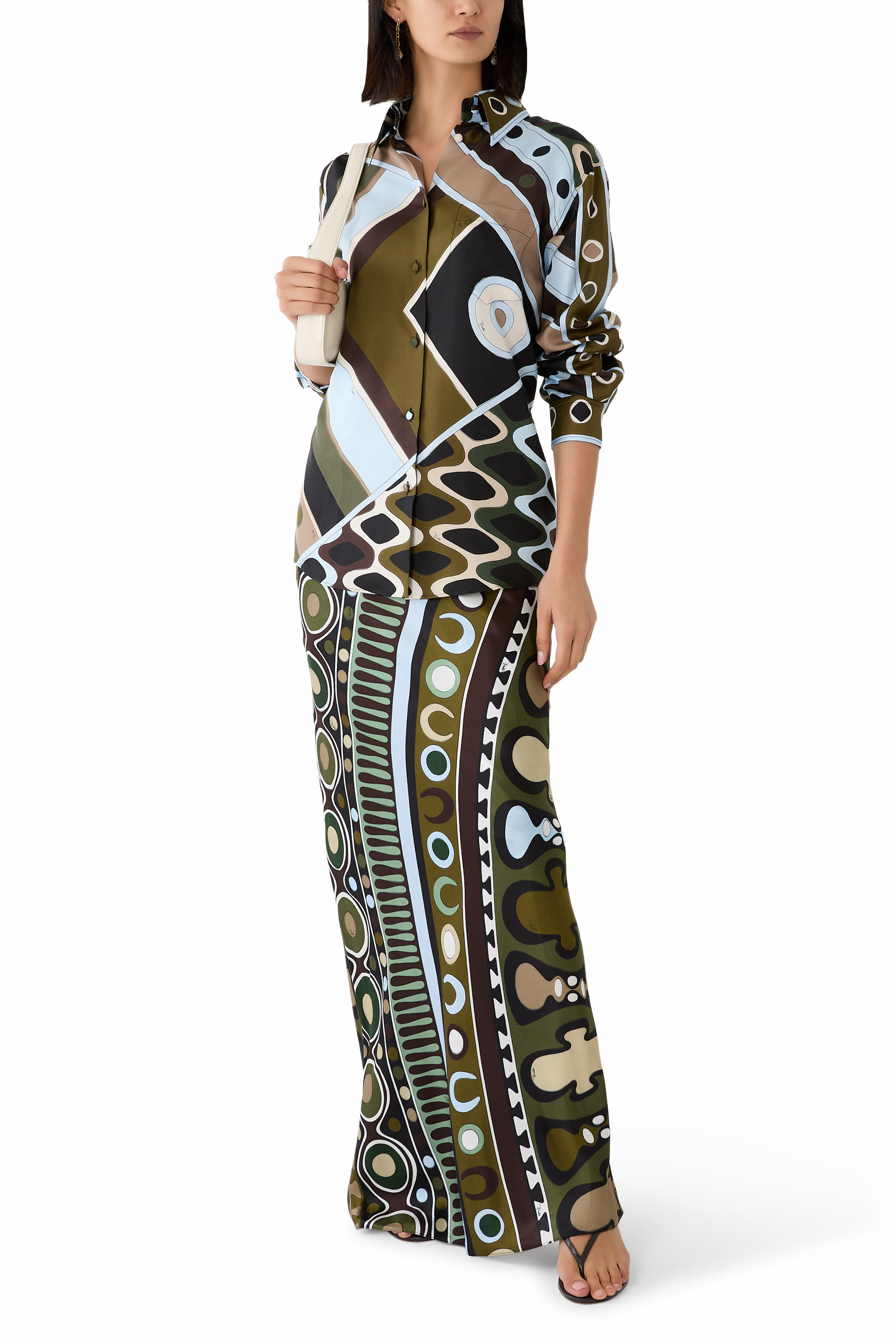  Soleil Print Satin Skirt 