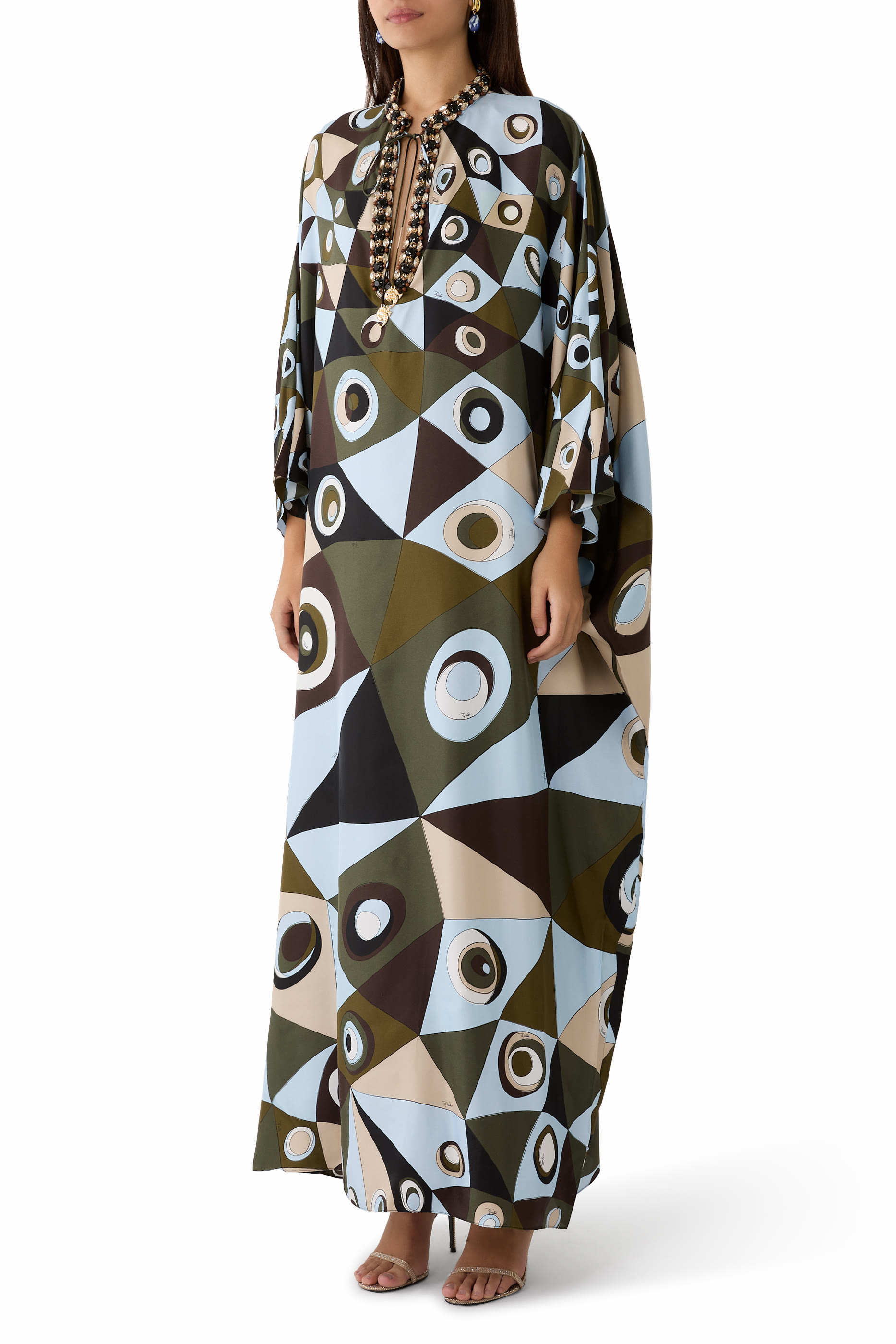 Occhi Print Silk Kaftan