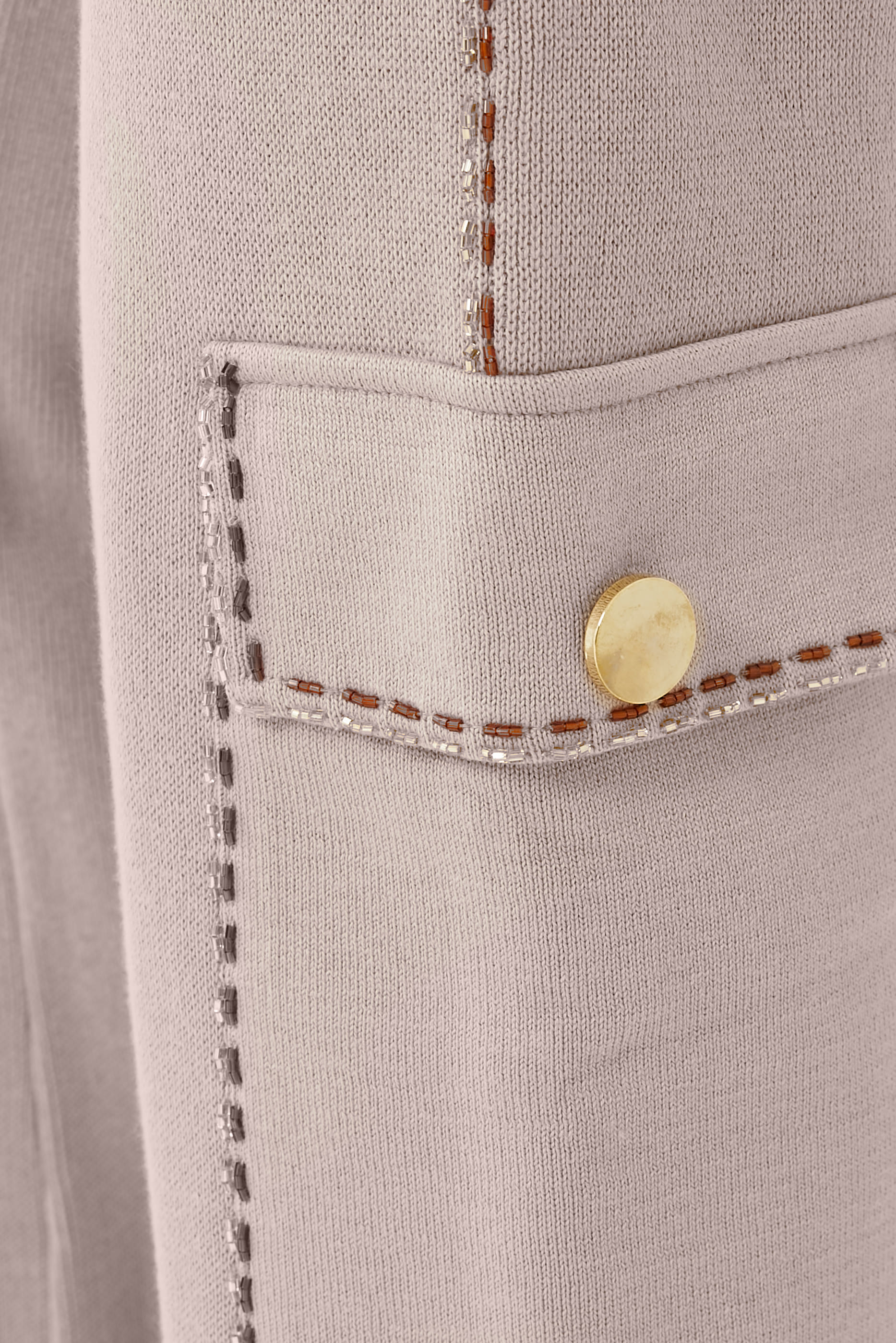 Straight Leg Flap Pocket Bead Trim Pants