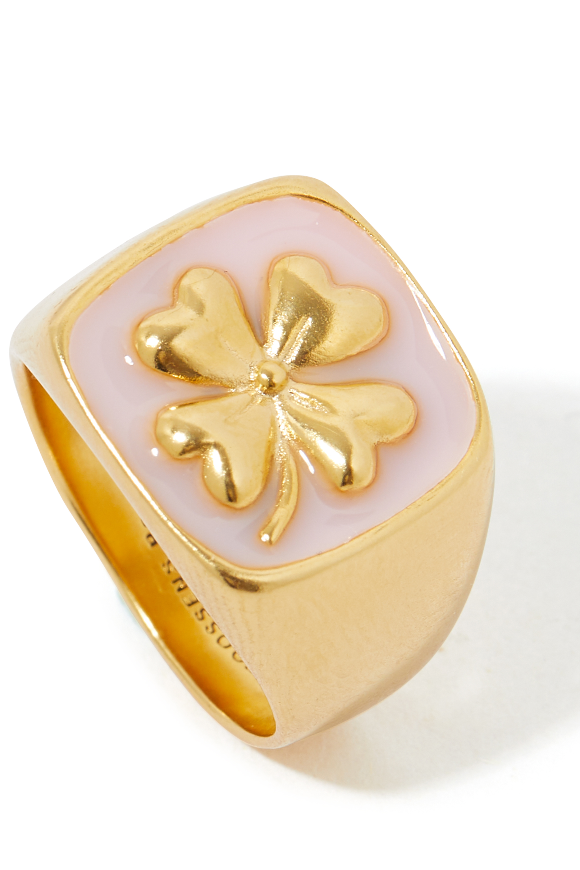 Talisman Clover Signet Ring, 24k Gold-Plated Brass