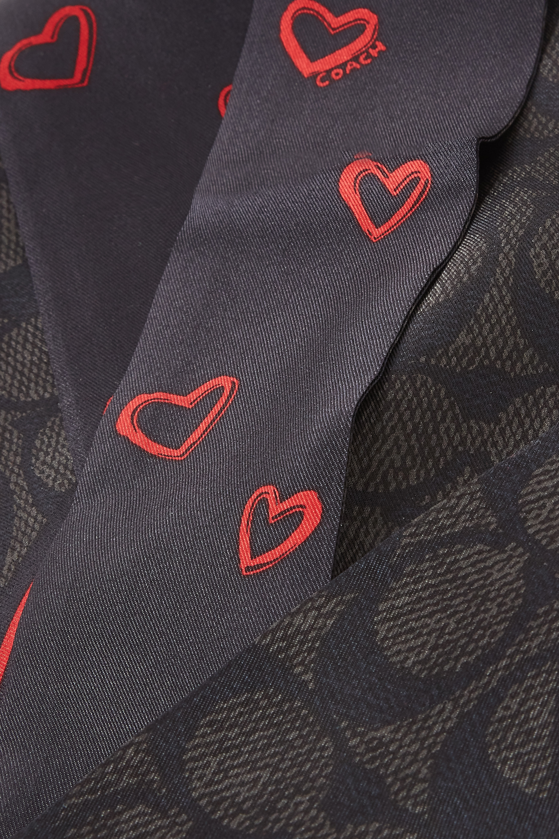 Logo Heart Print Skinny Scarf