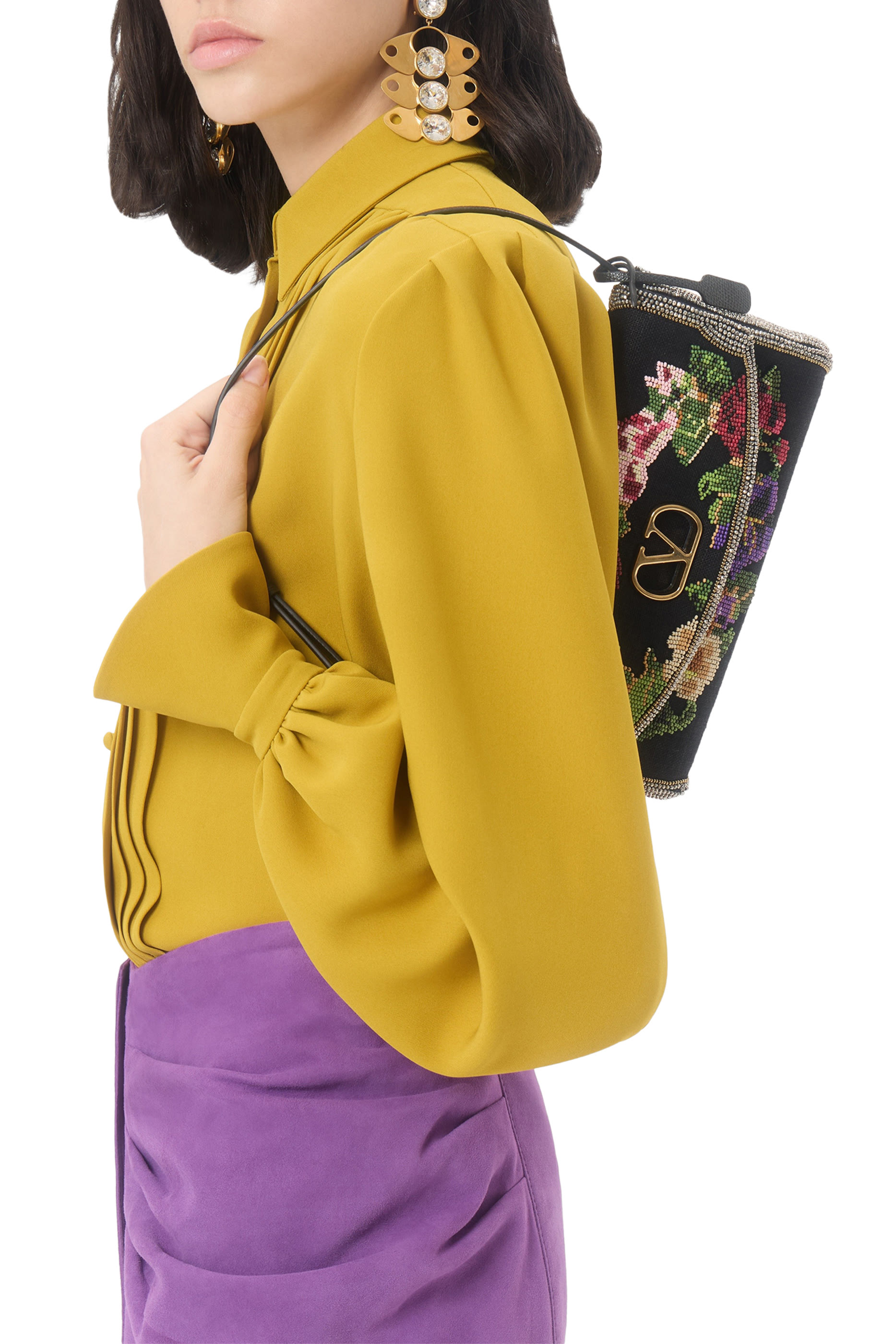 DeVain Small Embroidered Shoulder Bag