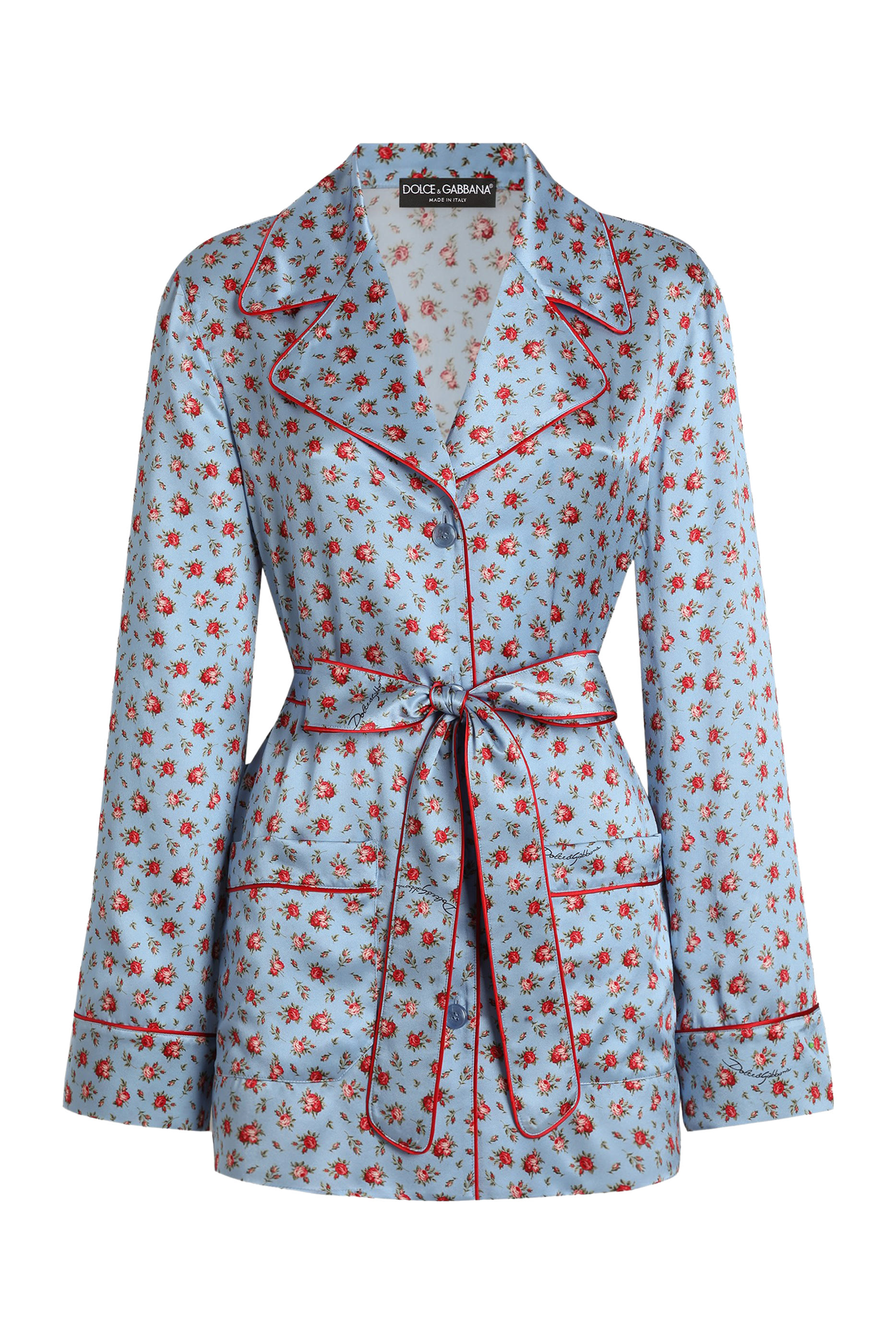 Small Rose-Print Silk Vanity Shirt