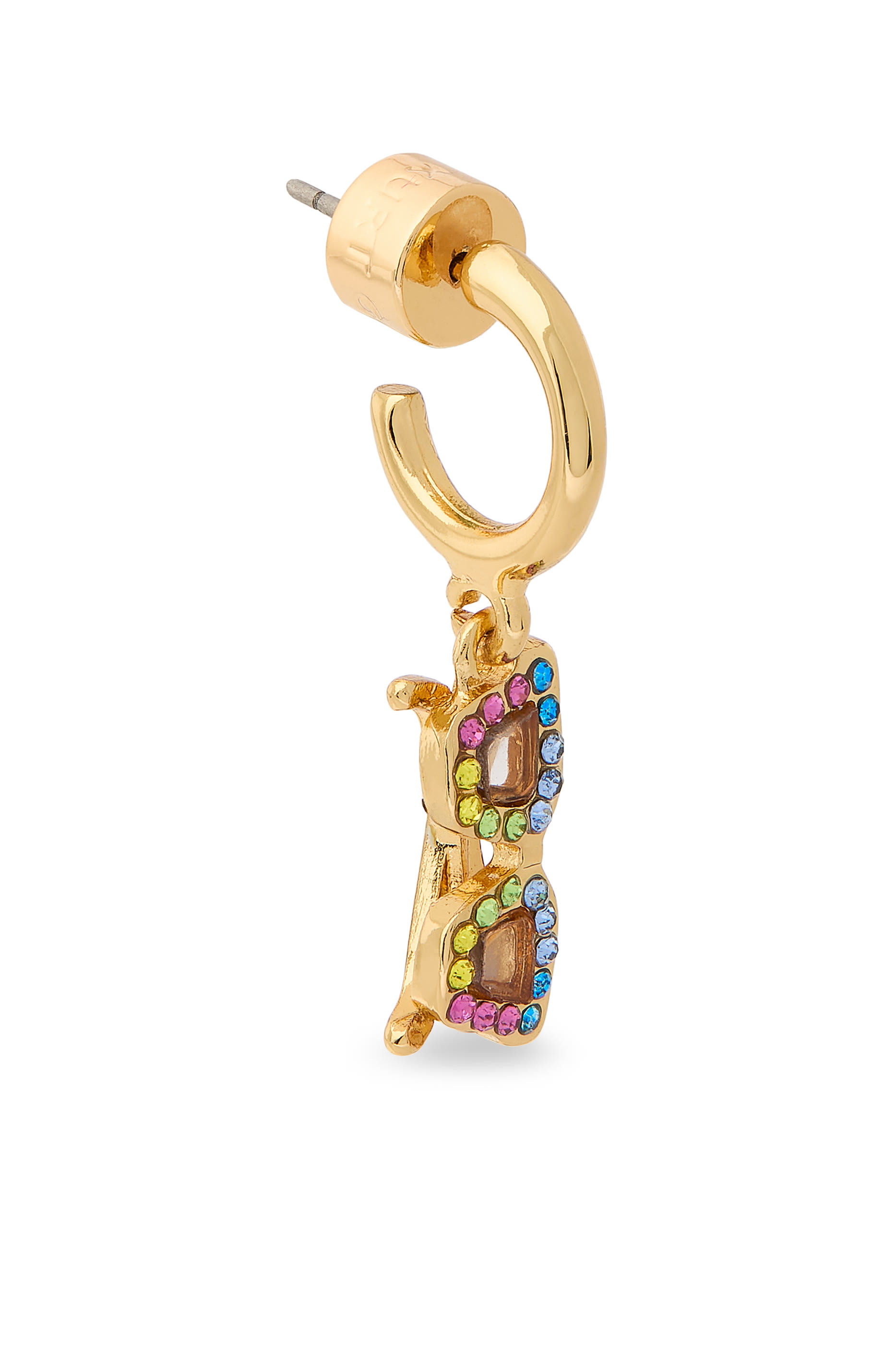 Sun Charm Huggies, Brass & Zirconia